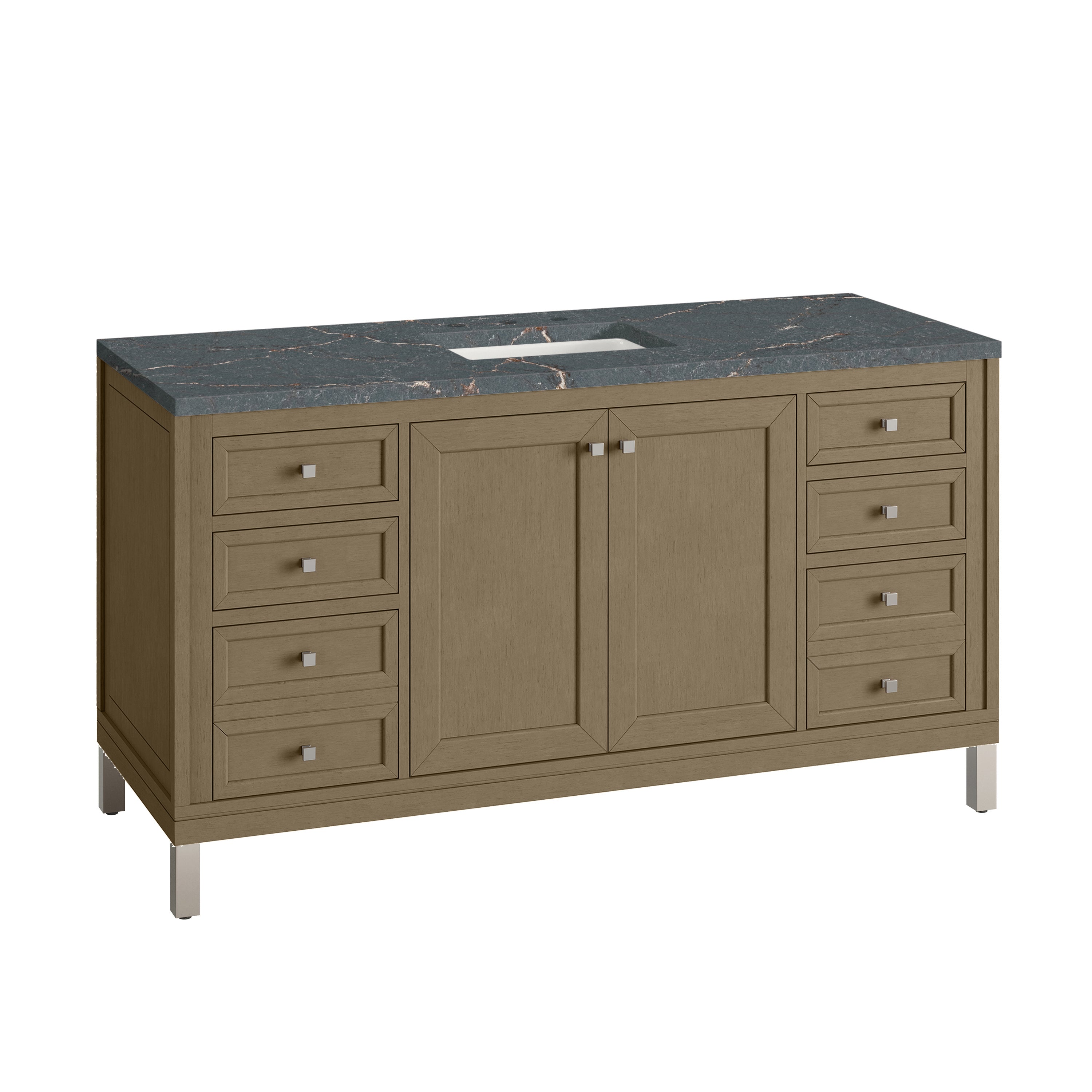 James Martin Chicago 60" Single Vanity in Walnut Whisper with 3cm Countertop
