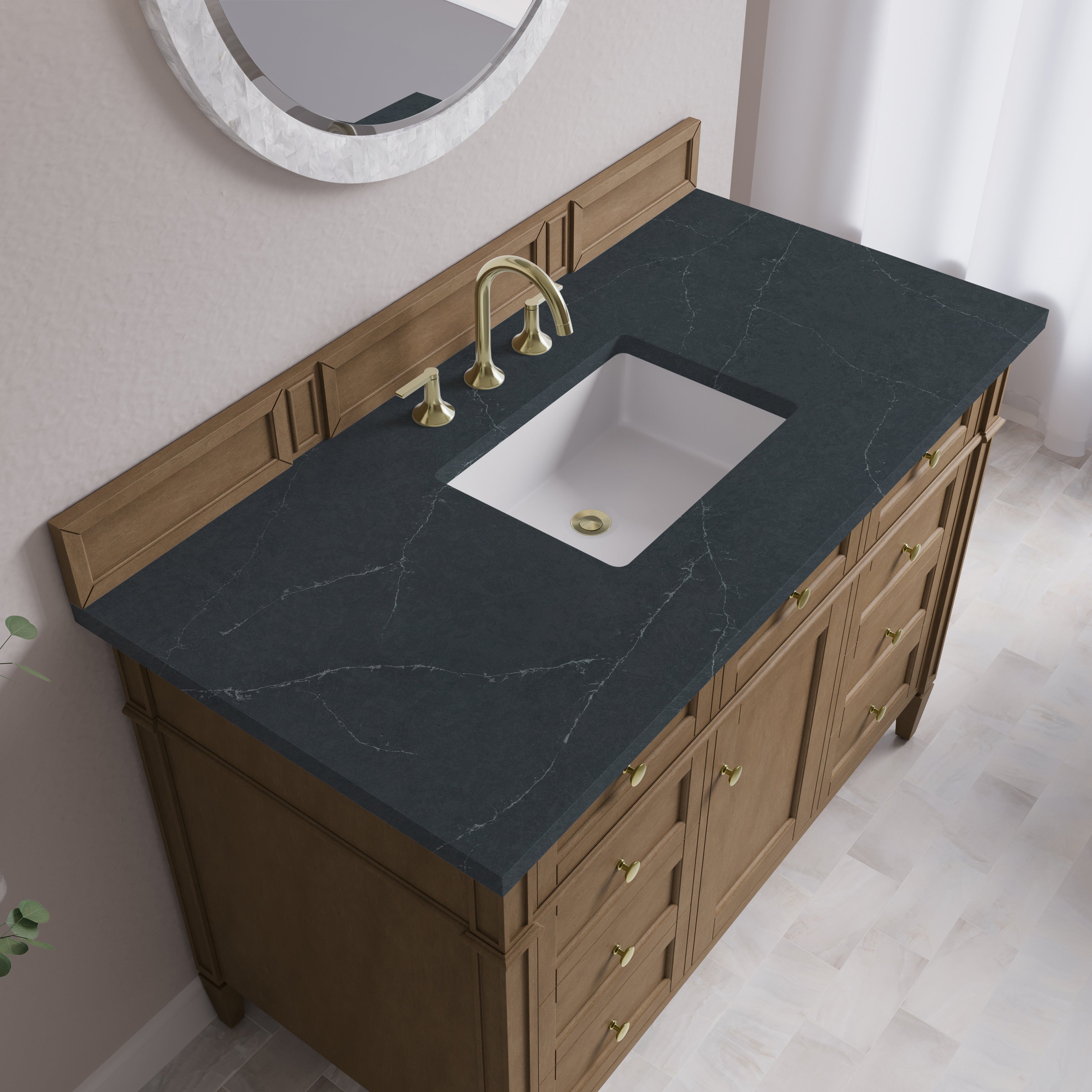 James Martin Brittany 48" Single Vanity in Pecan with 3cm Countertop