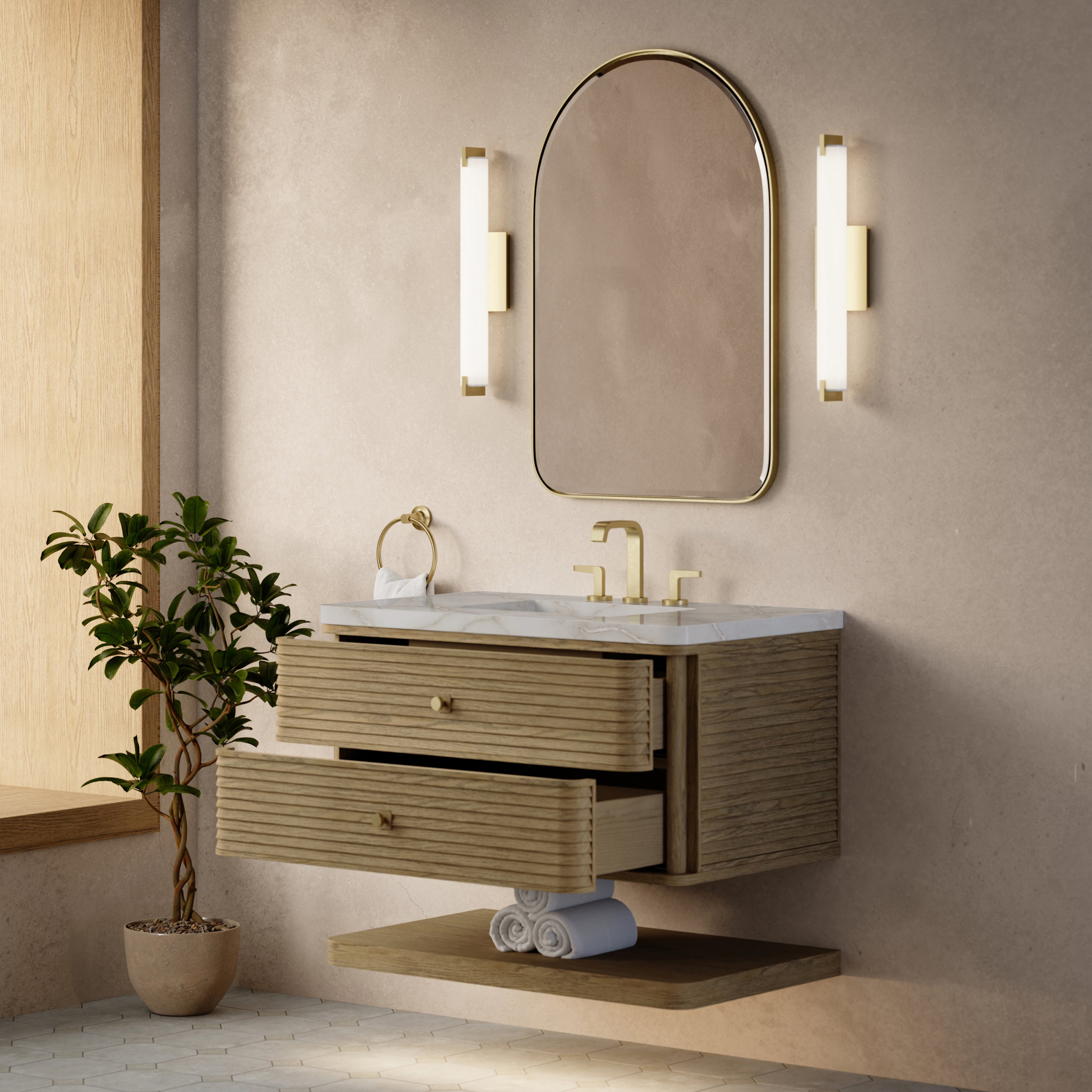 James Martin Allamari 36" Single Vanity in Dune Mist with 3cm Countertop