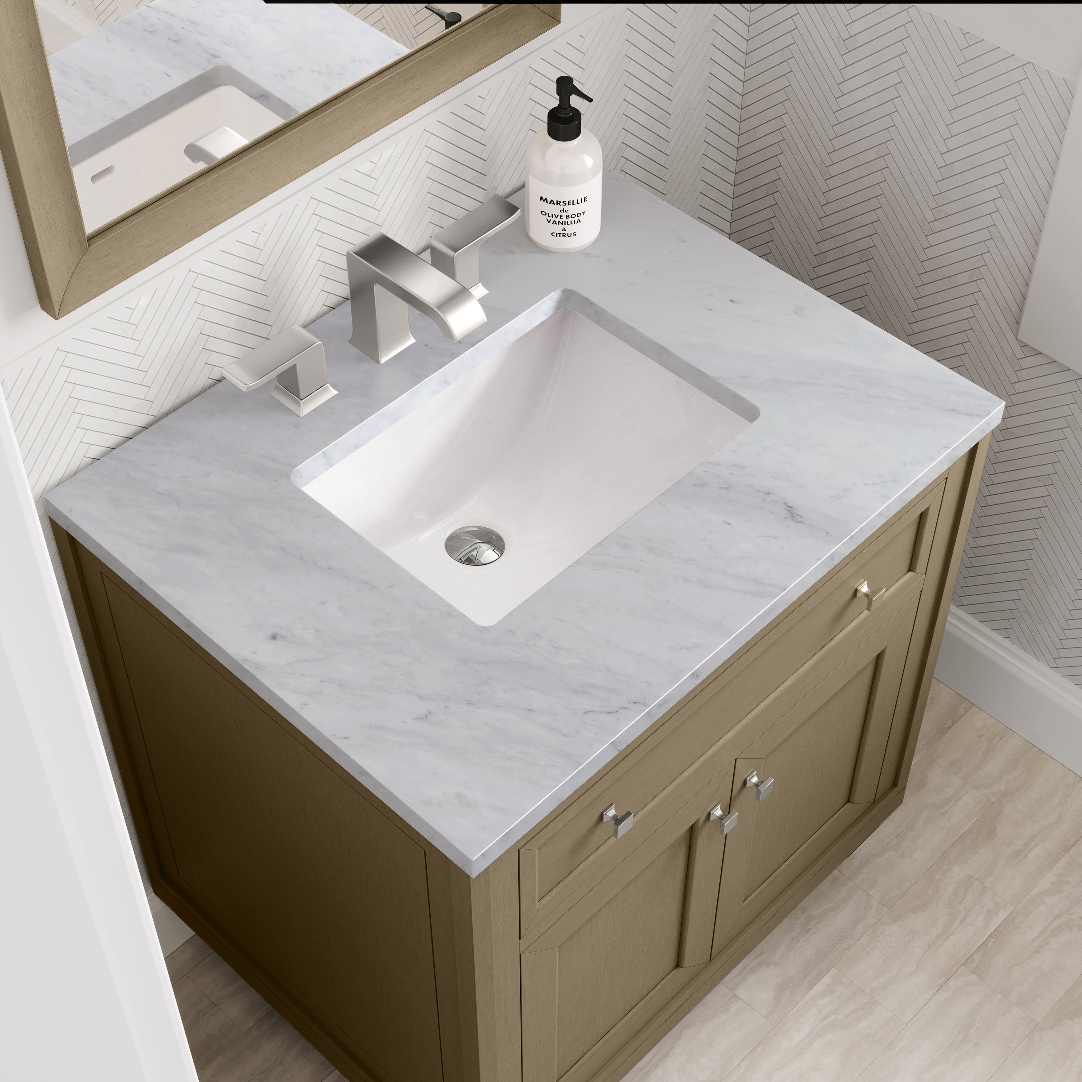 James Martin Chicago 30" Single Vanity in Walnut Whisper with 3cm Countertop