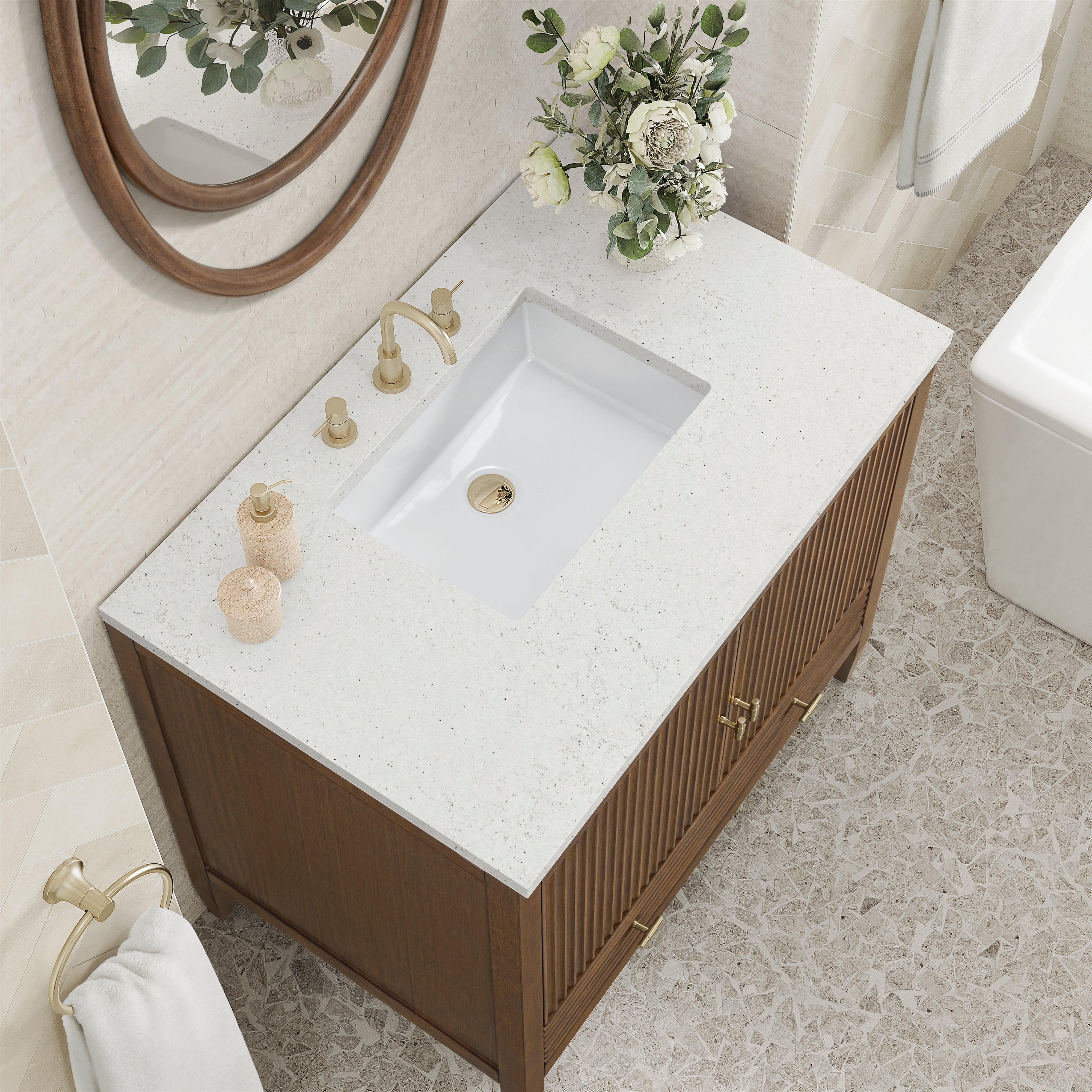 James Martin Myrrin 36" Vanity in Mid Century Walnut with 3cm Countertop