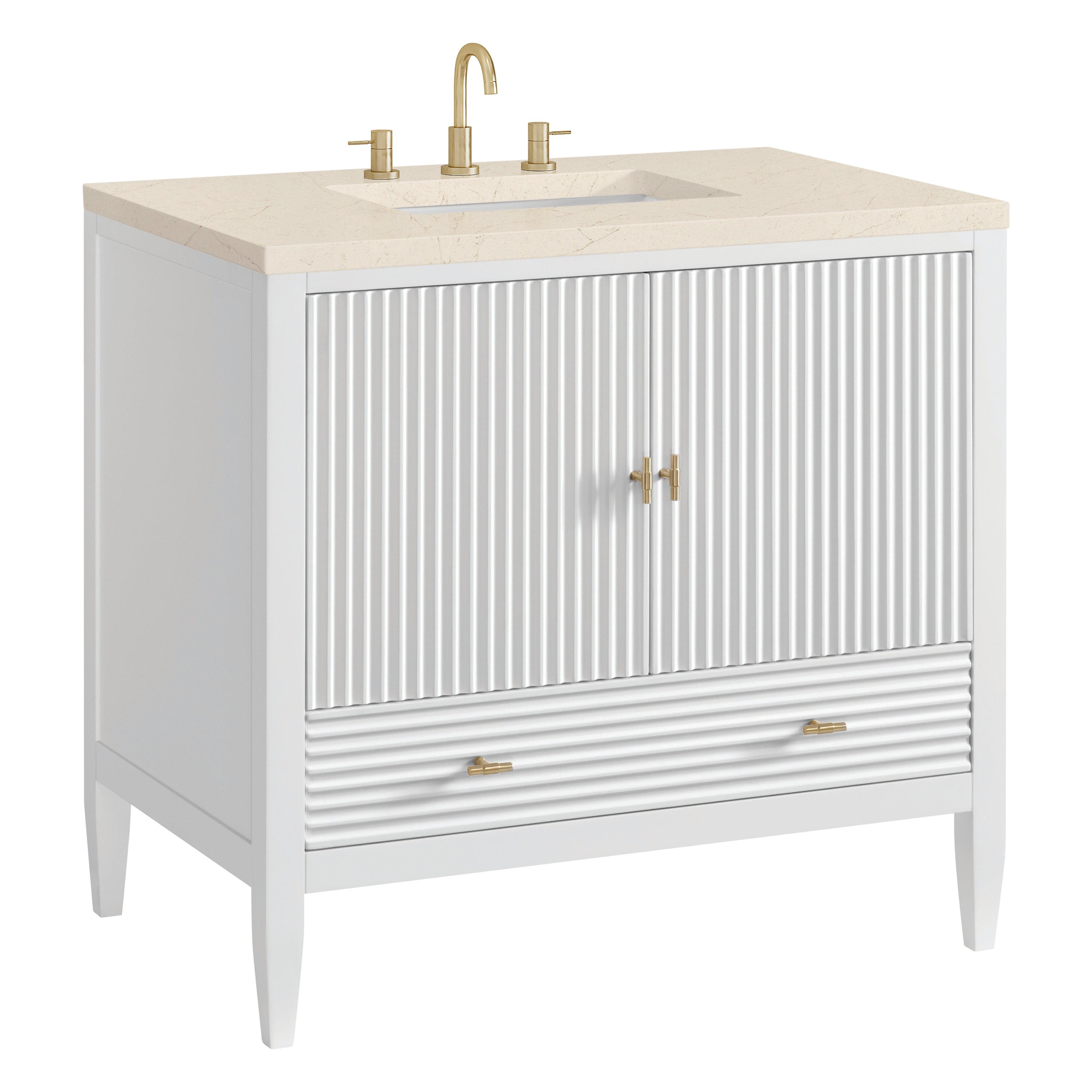 James Martin Myrrin 36" Vanity in Bright White with 3cm Countertop