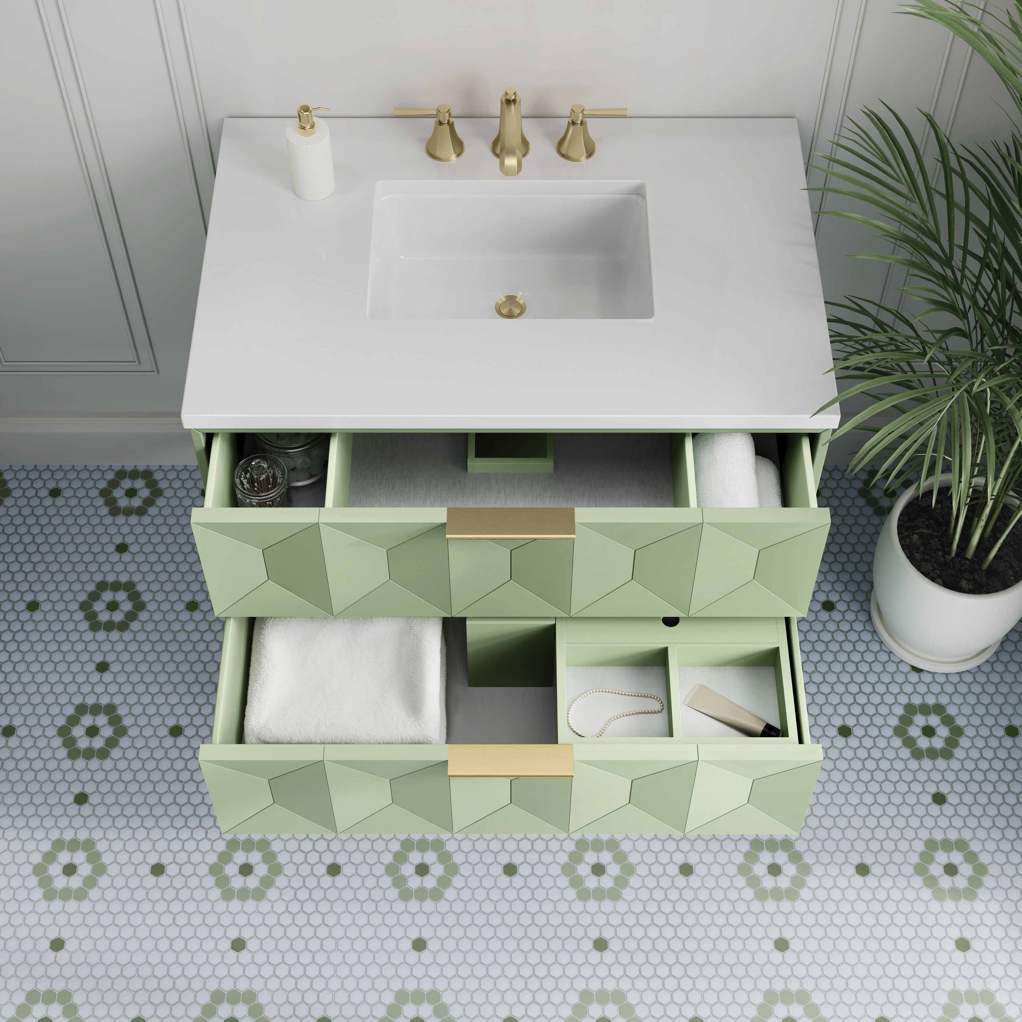 James Martin Emmeline 36" Single Vanity in Pistachio with 3cm Countertop