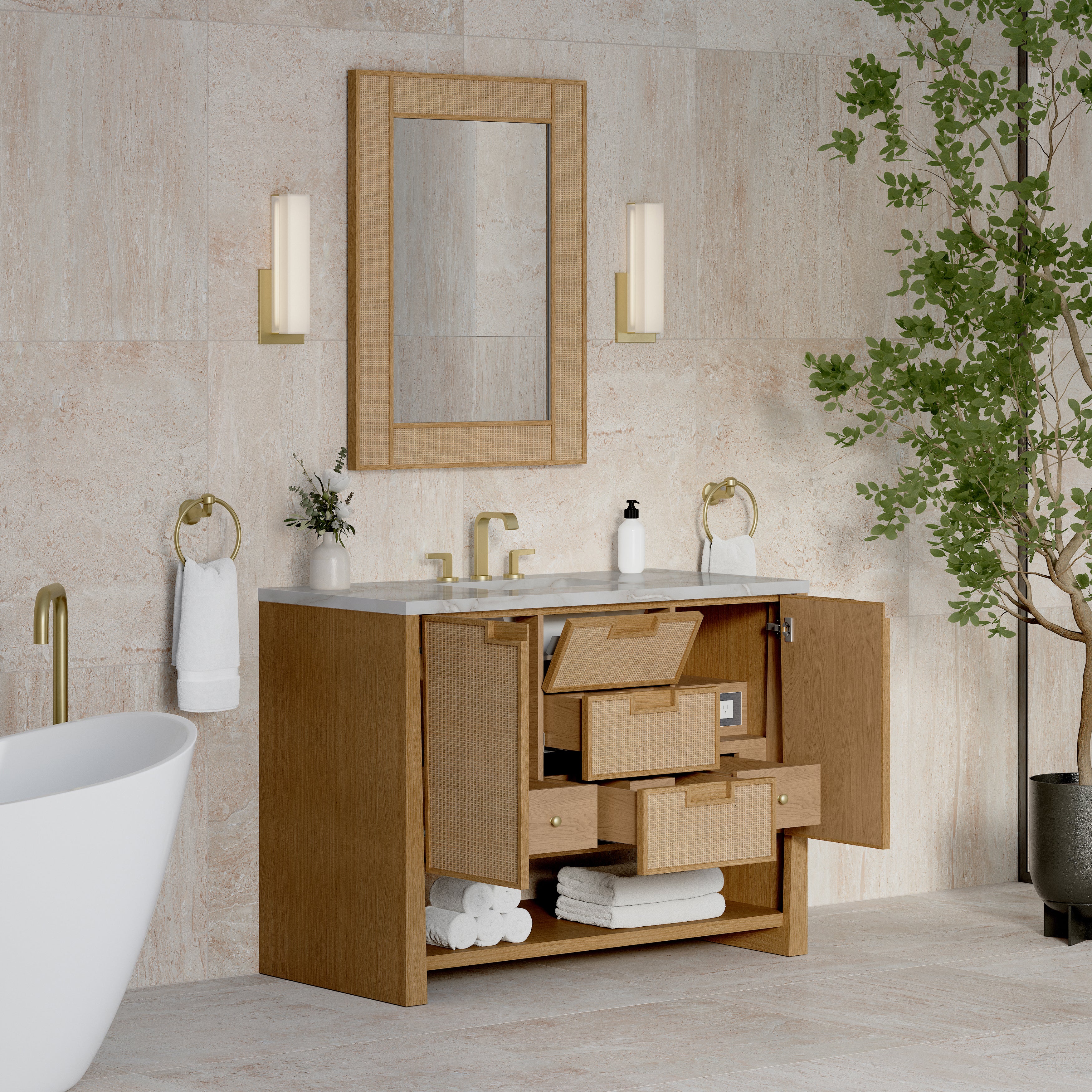 James Martin Solene 48" Single Vanity in Seaside Oak with 3cm Countertop