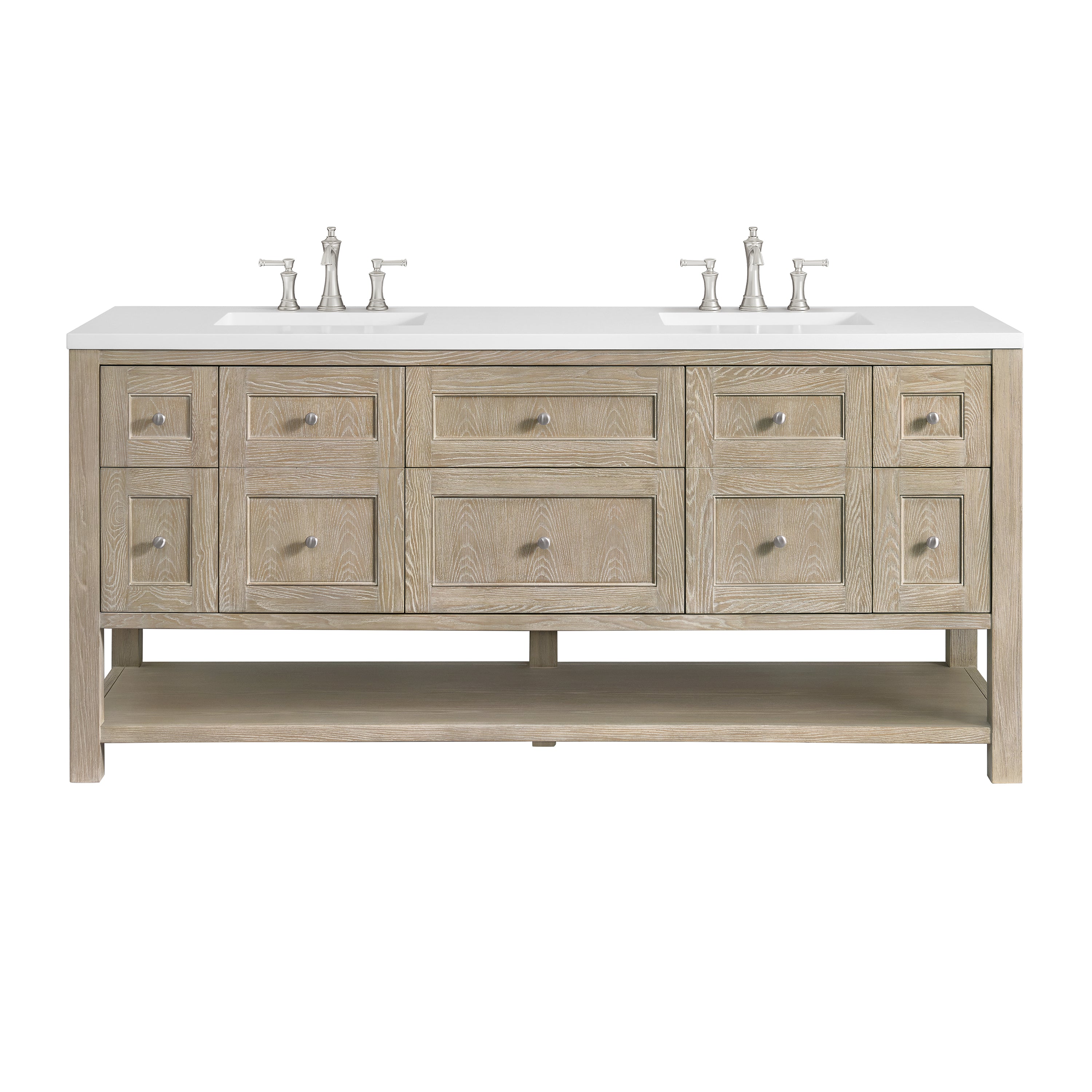 James Martin Breckenridge 72" Double Vanity in Whitewashed Oak with 3cm Countertop