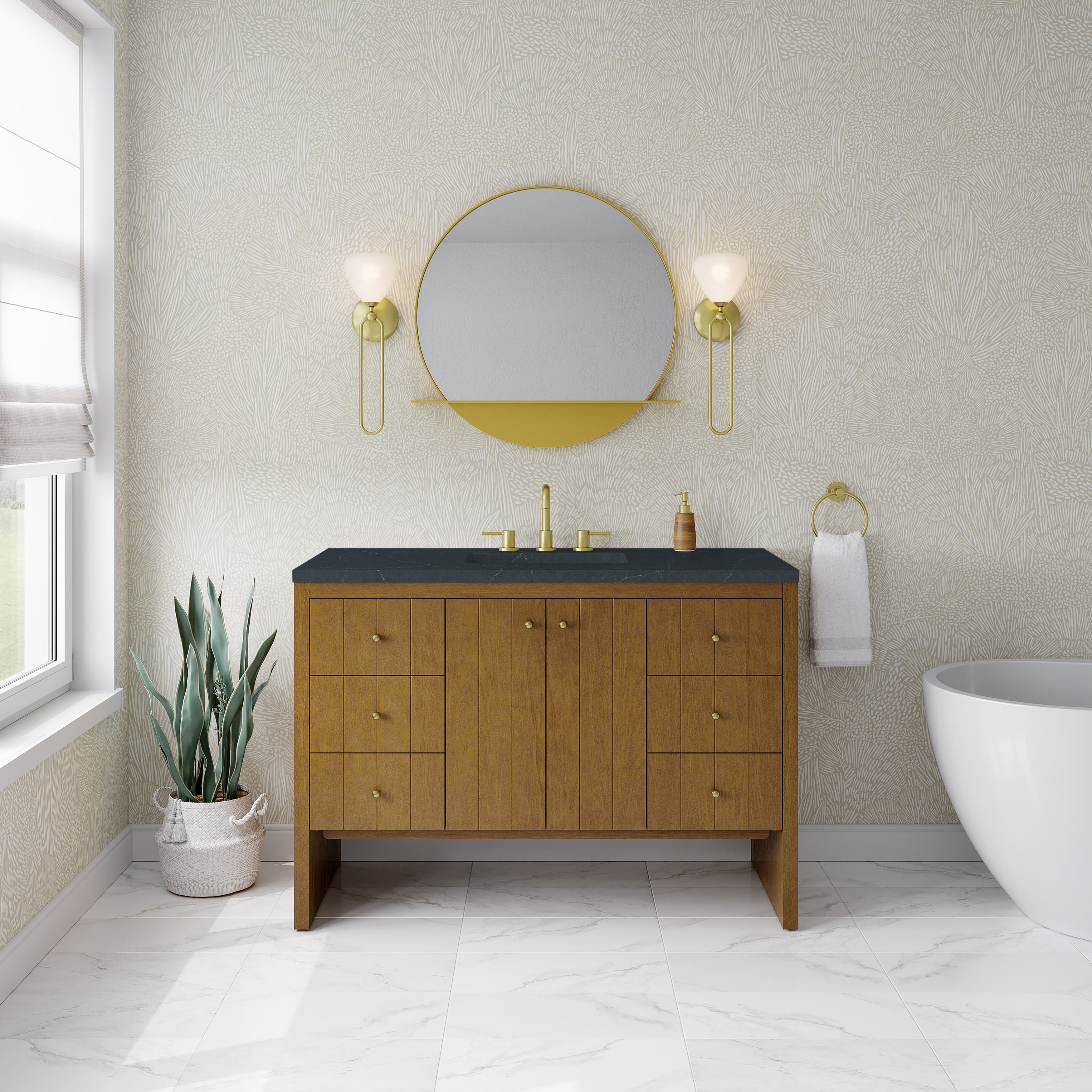 James Martin Hudson 48" Single Vanity in Honey Oak with 3cm Countertop