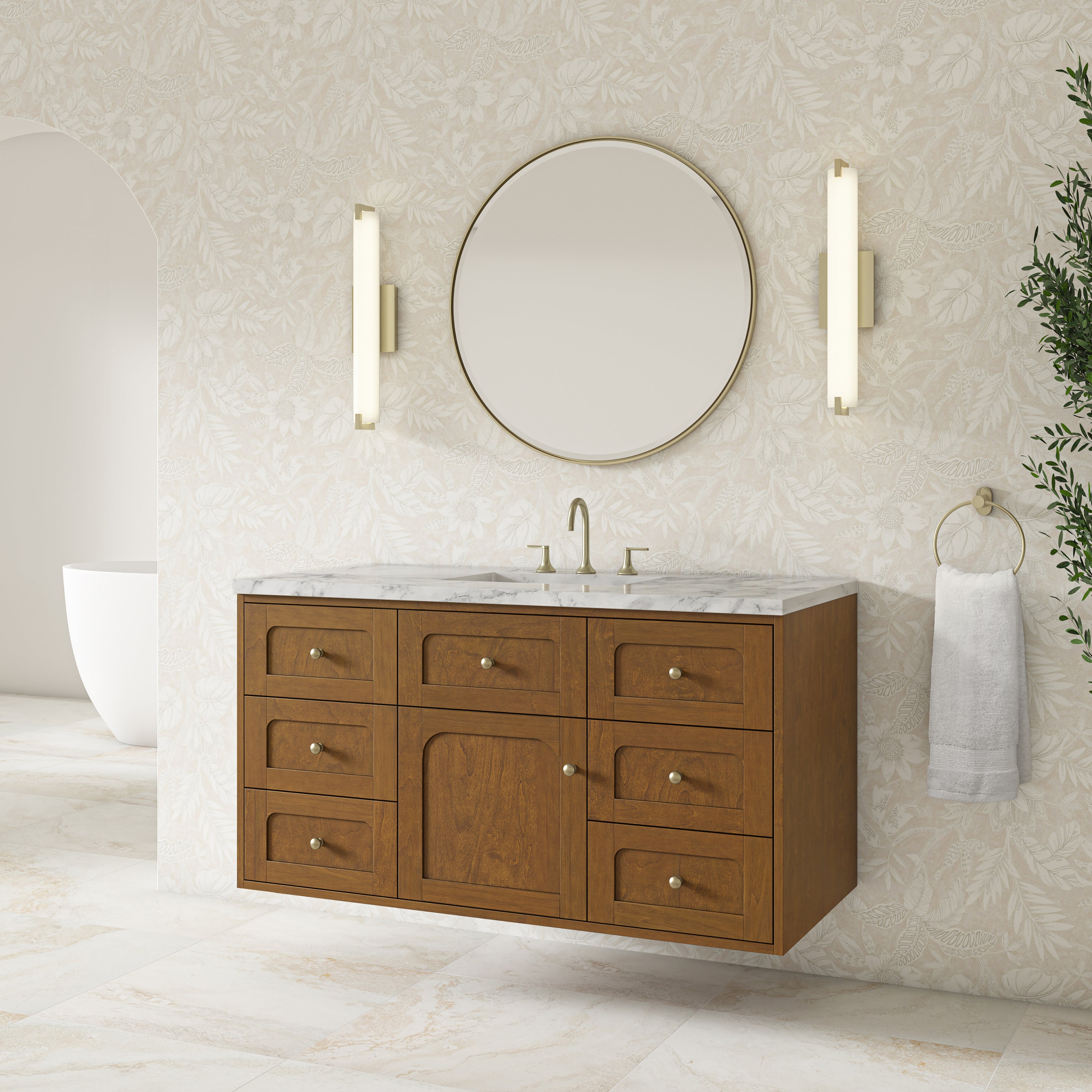James Martin Laurent 48" Single Vanity in Honey Oak with 3cm Countertop