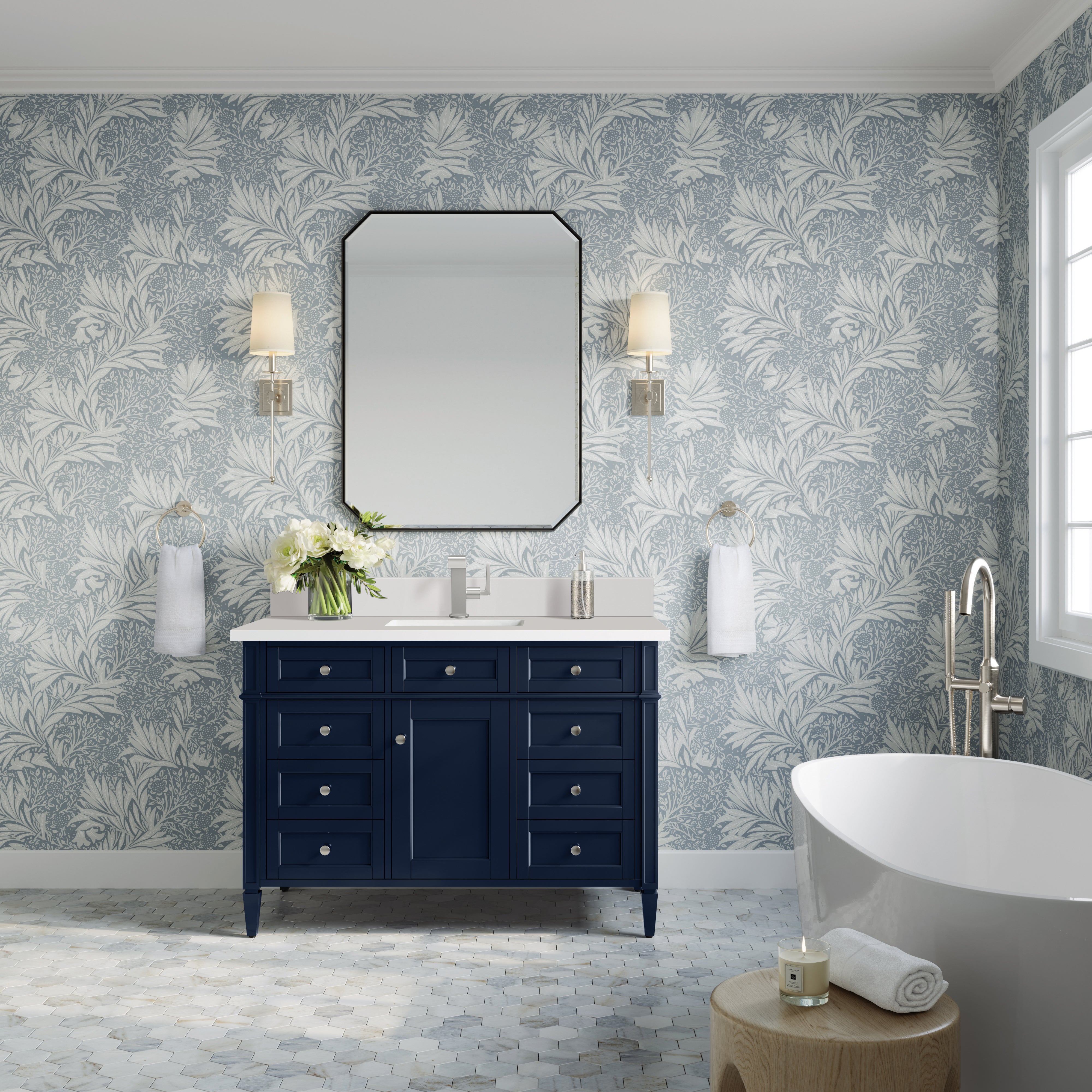 James Martin Brittany 48" Single Vanity in Victory Bleu with 3cm Countertop