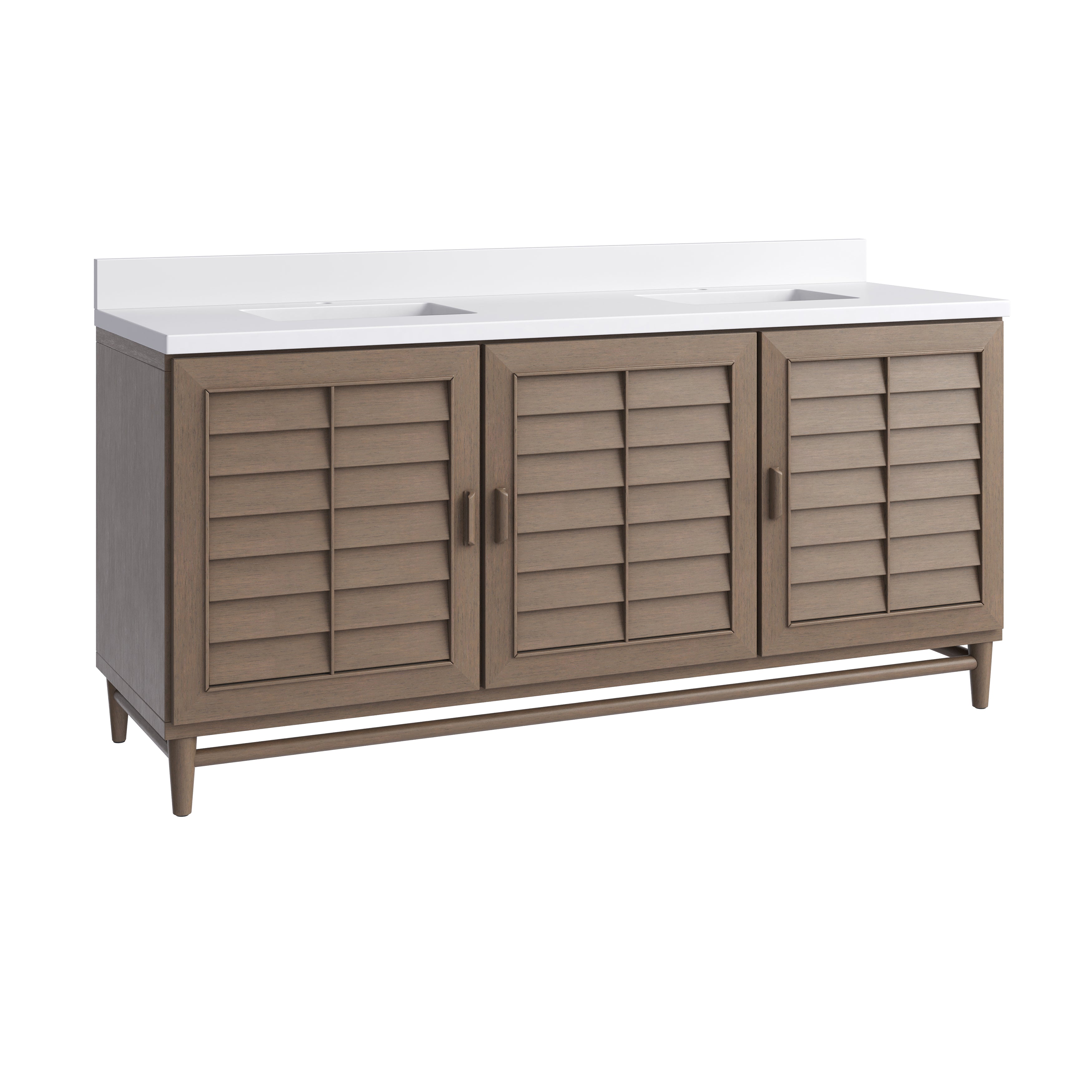 James Martin Portland 72" Double Vanity in Whitewashed Walnut with 3cm Countertop
