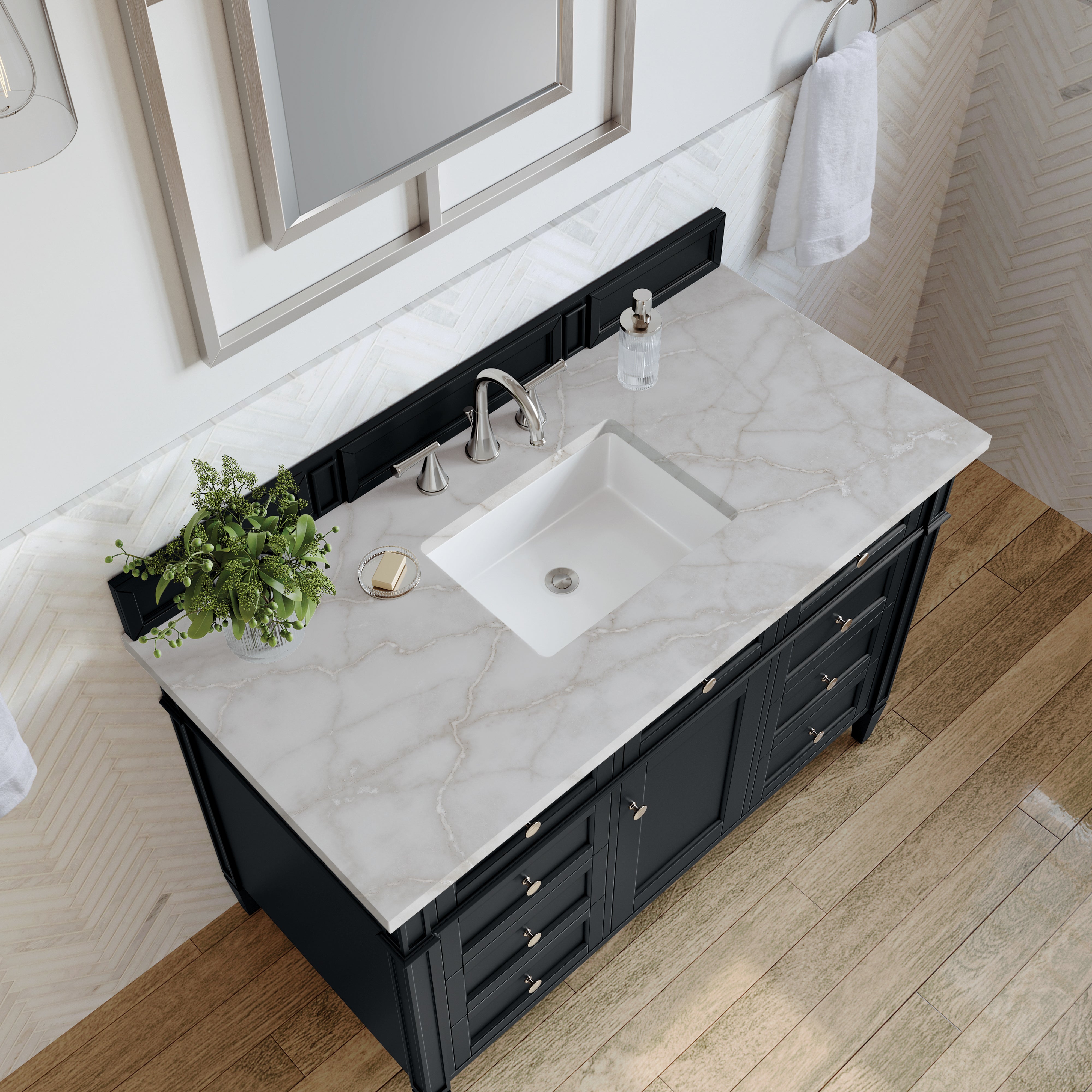 James Martin Brittany 48" Single Vanity in Black Onyx with 3cm Countertop
