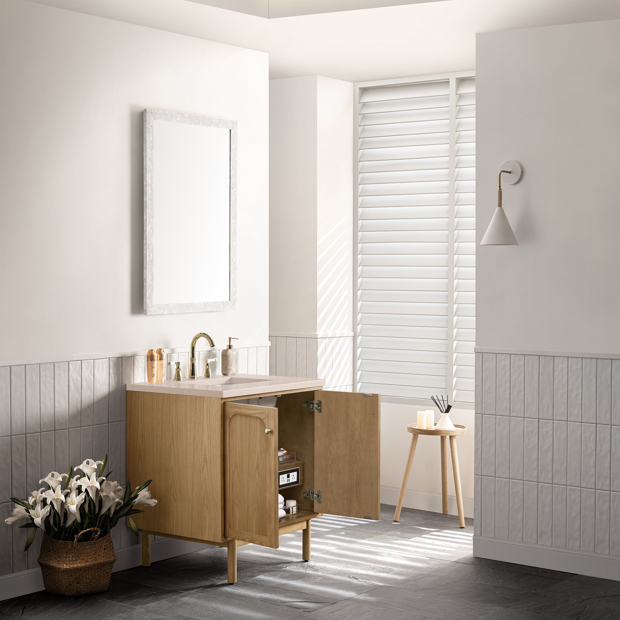 James Martin Laurent 30" Single Vanity in Light Natural Oak with 3cm Countertop