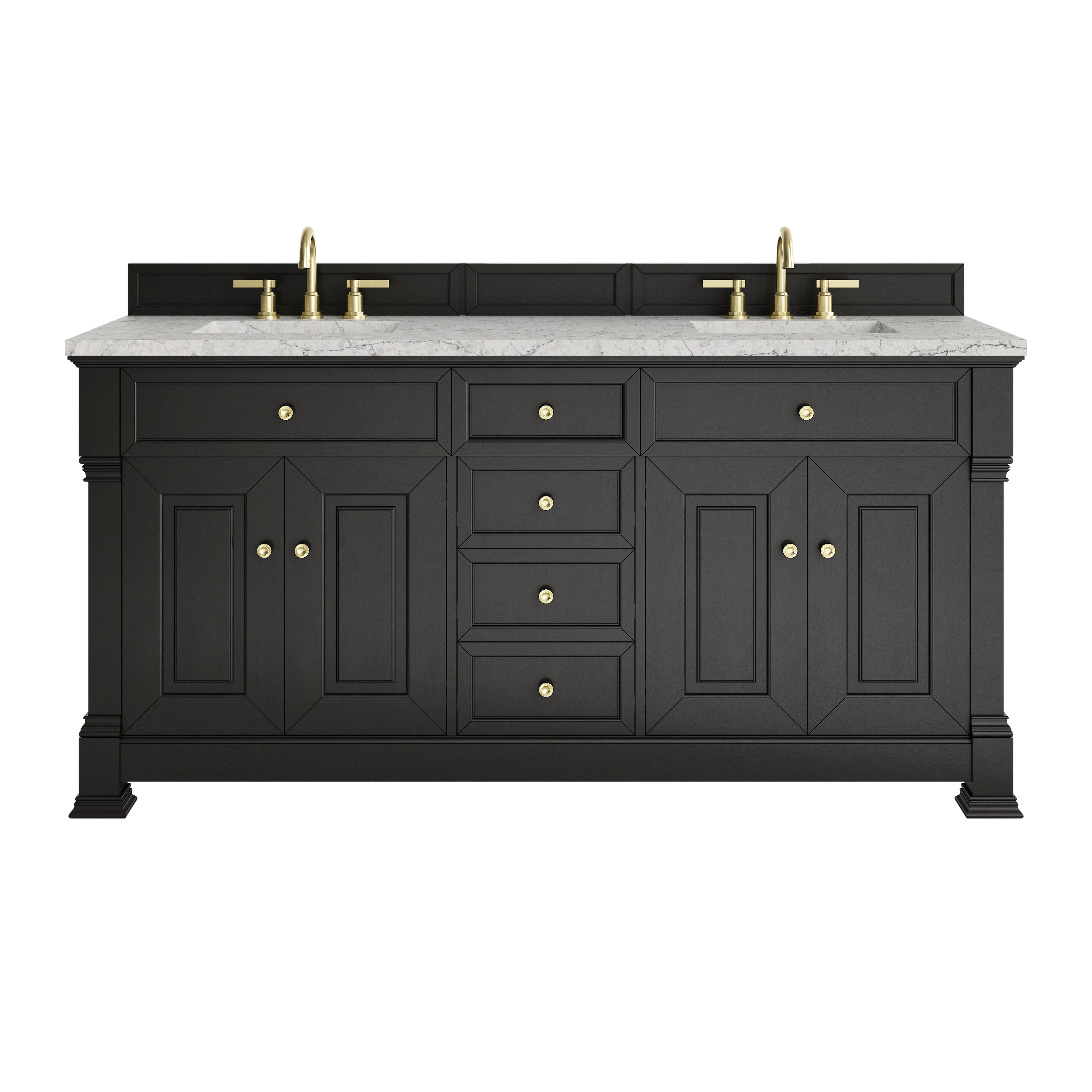 James Martin Brookfield 72" Double Vanity in Black Onyx with 3cm Countertop