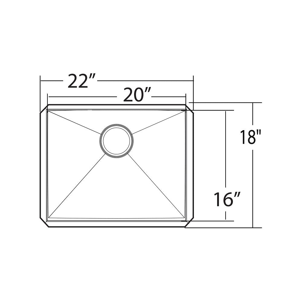 Prep 22" Undermount Single Bowl Sink