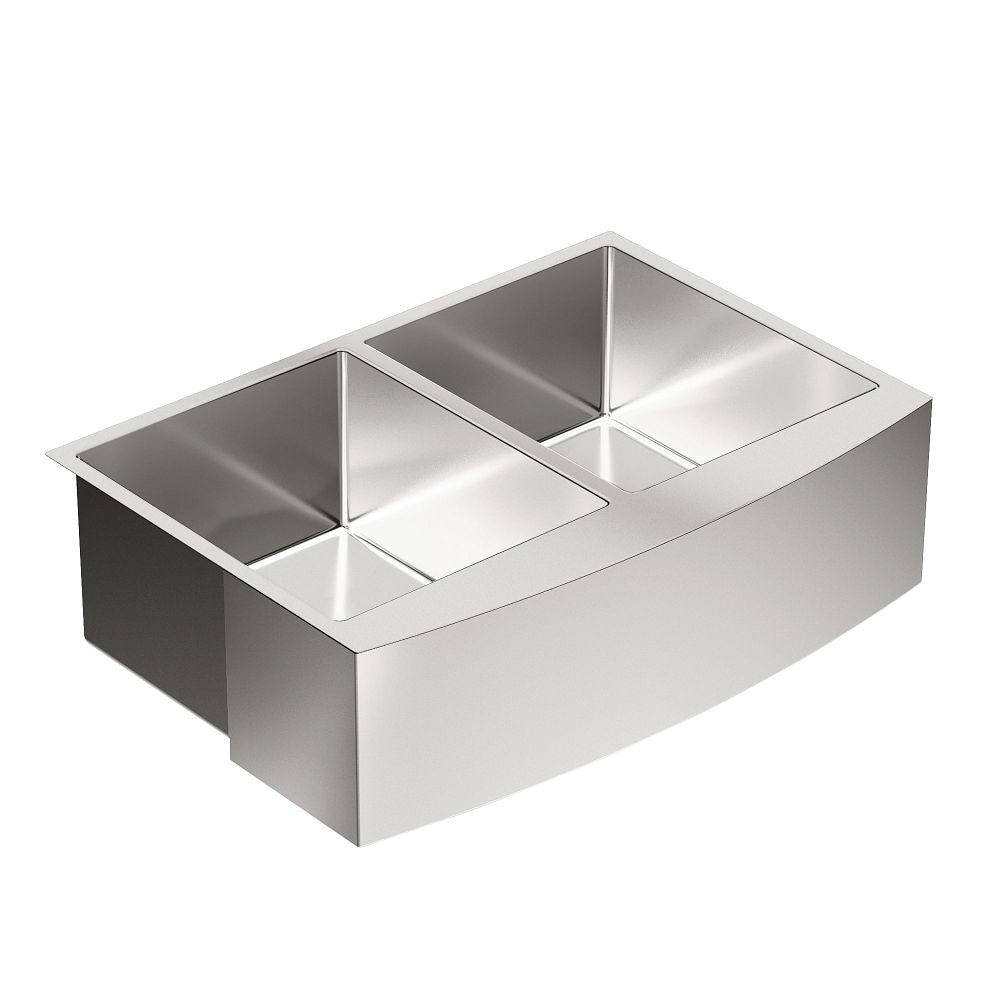 Prep 30" Stainless Steel Undermount Apron Front Double Bowl Sink