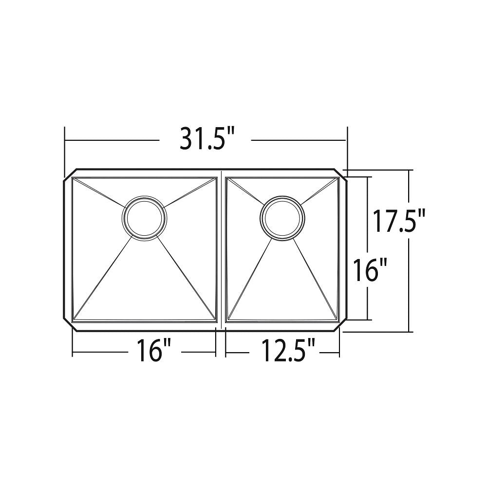 Prep 32" Undermount Double Bowl Sink