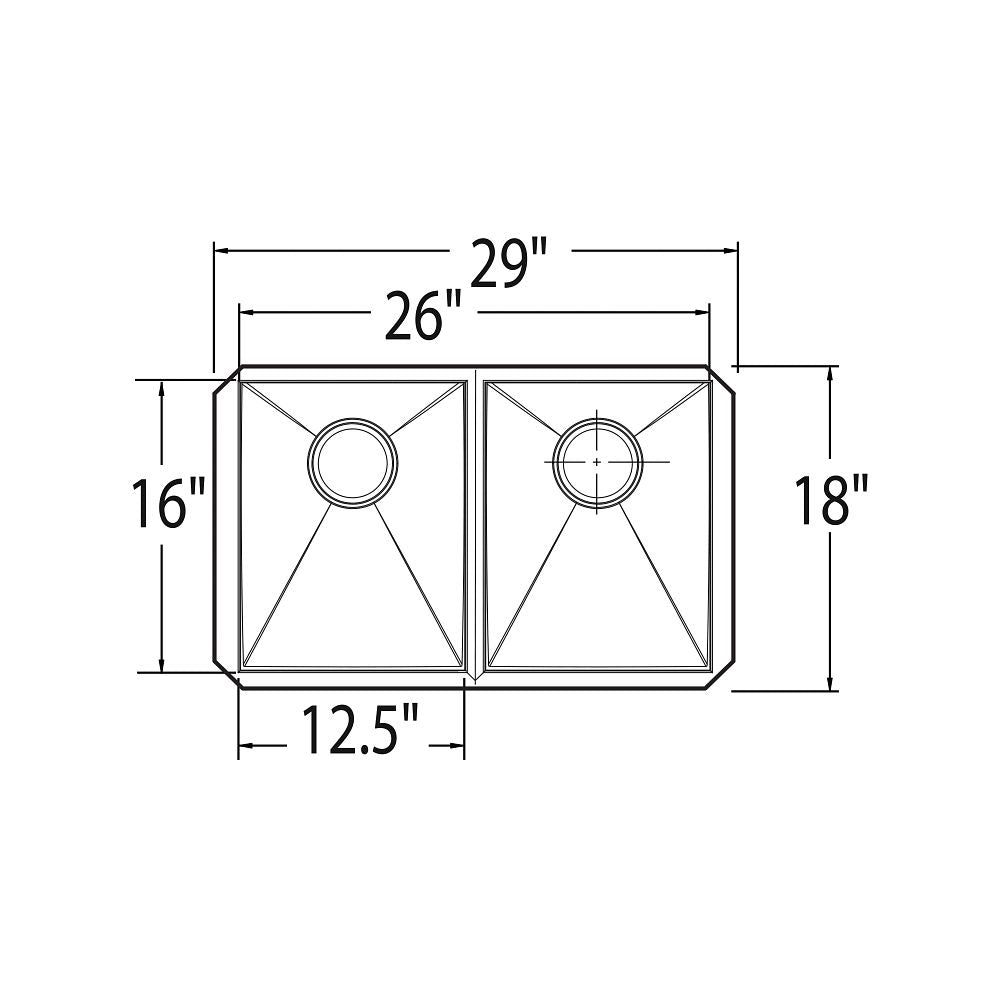 Prep 29" Undermount Double Bowl Sink