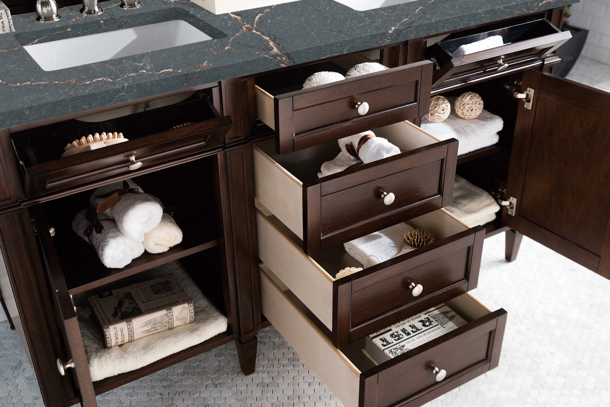 James Martin Brittany 60" Double Vanity in Burnished Mahogany with 3cm Countertop