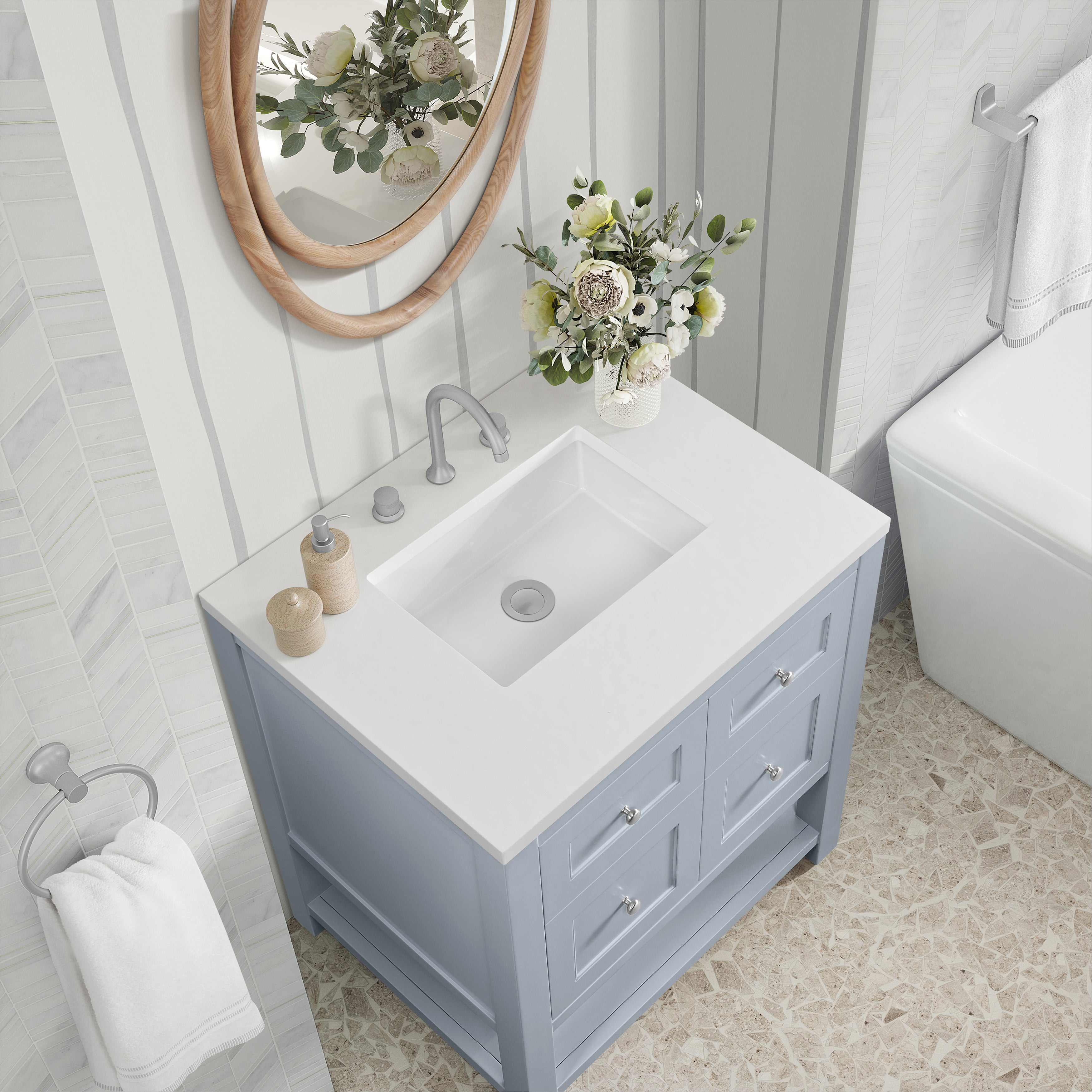 James Martin Breckenridge 30" Single in Serenity Blue with 3cm Countertop