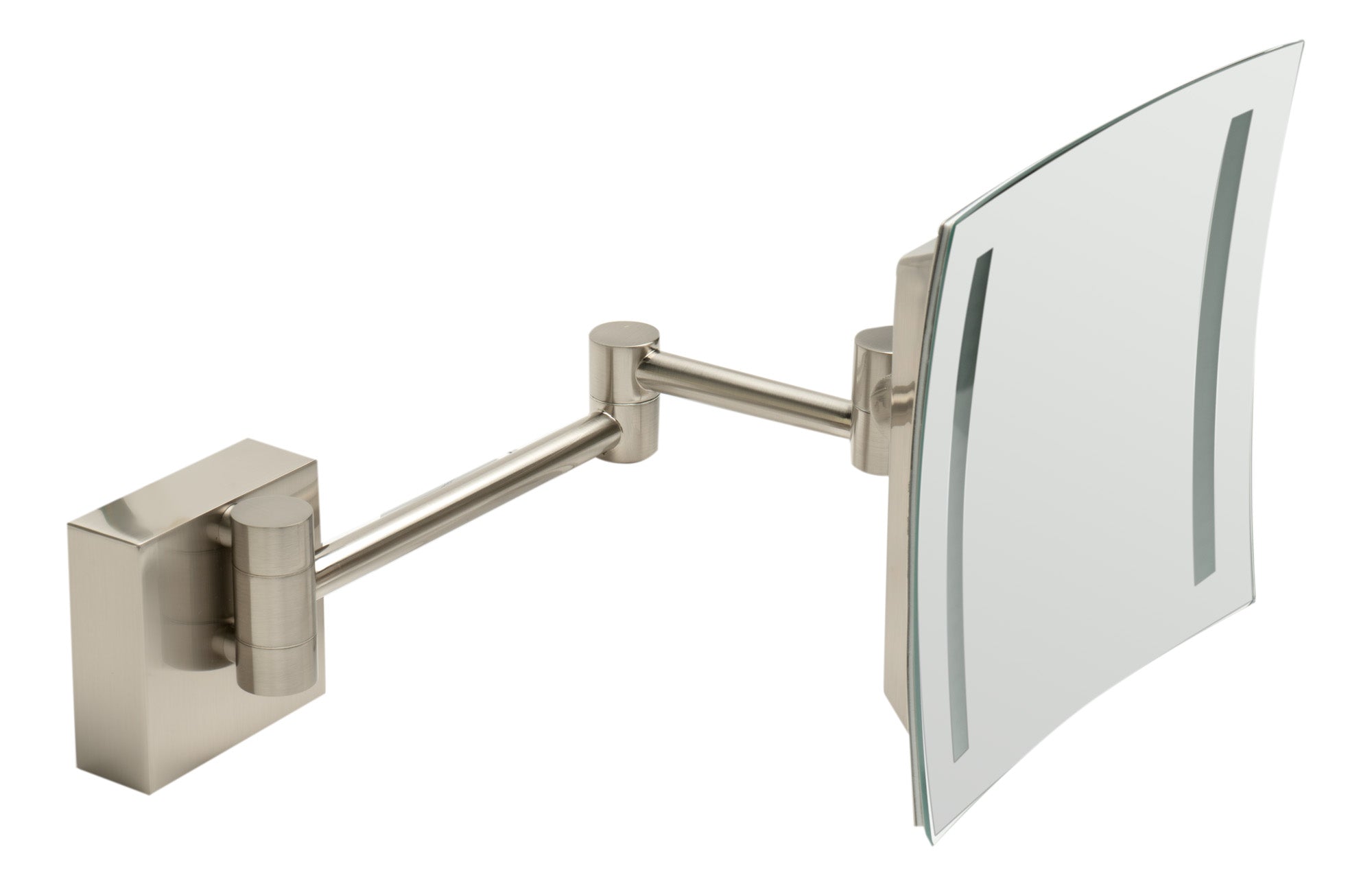 ALFI brand ABM8WLED Wall Mount Square 8" 5x Magnifying Cosmetic Mirror with Light