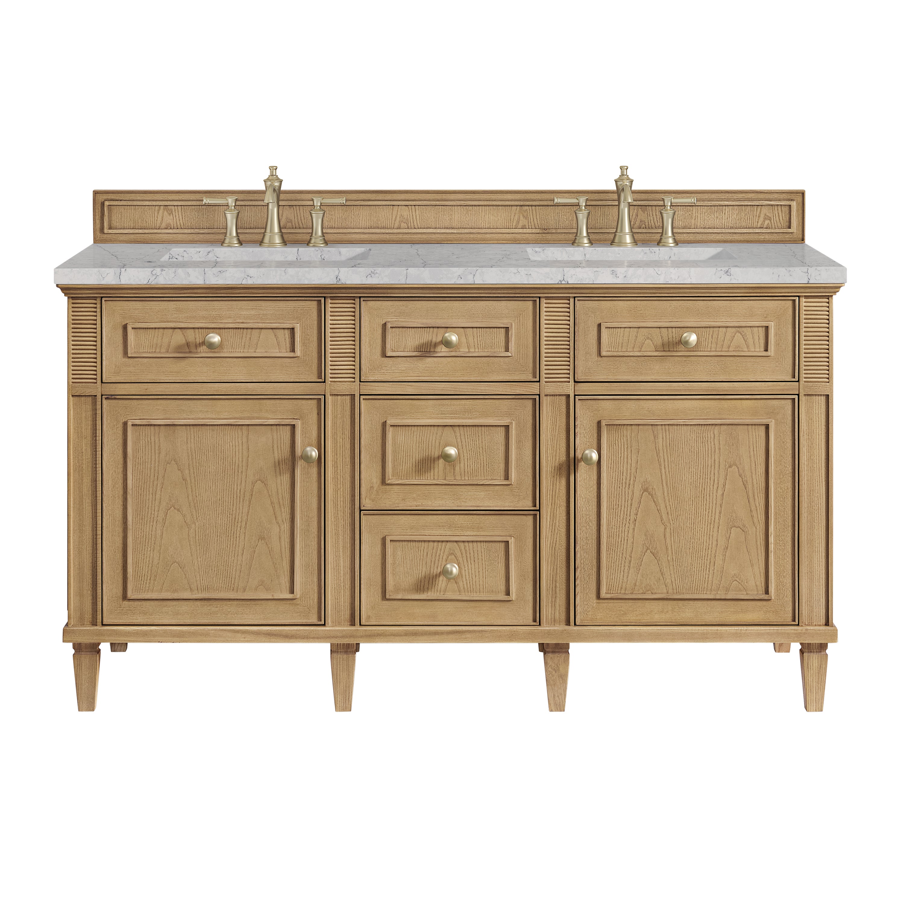 James Martin Lorelai 60" Double Vanity in Light Natural Oak with 3cm Countertop and FreePower Wireless Charger