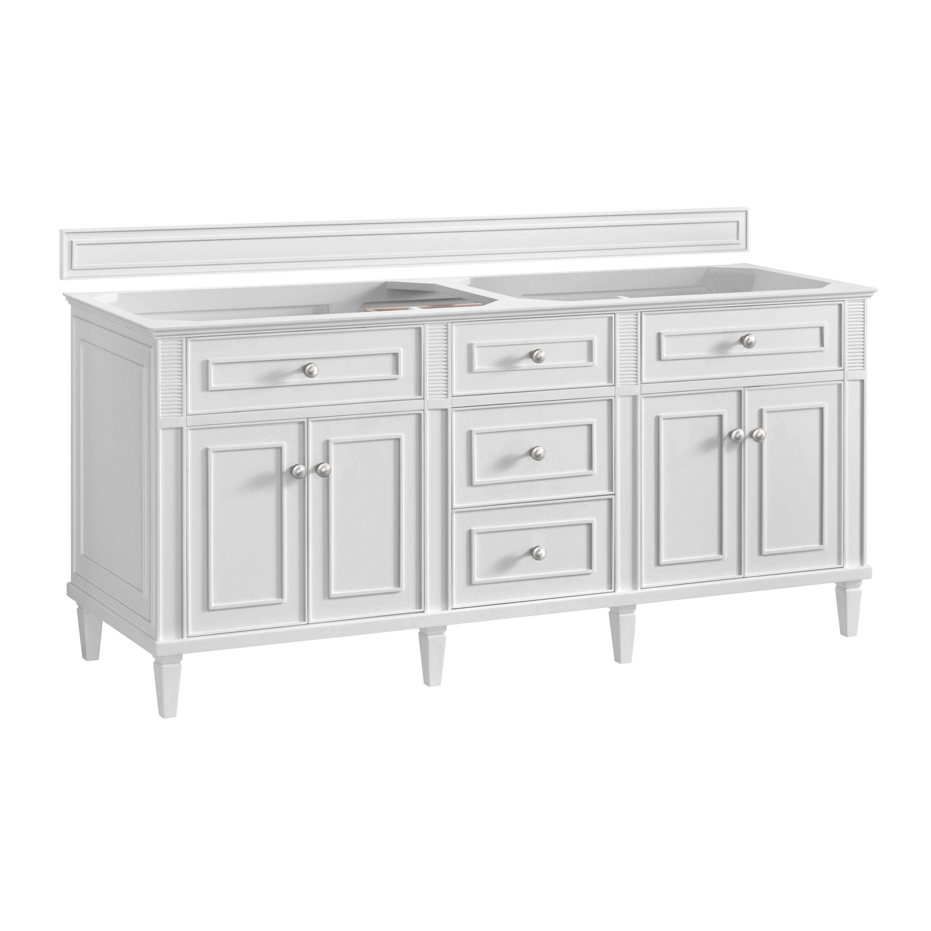 James Martin Lorelai 72" Double Vanity in Bright White with 3cm Countertop and FreePower Wireless Charger