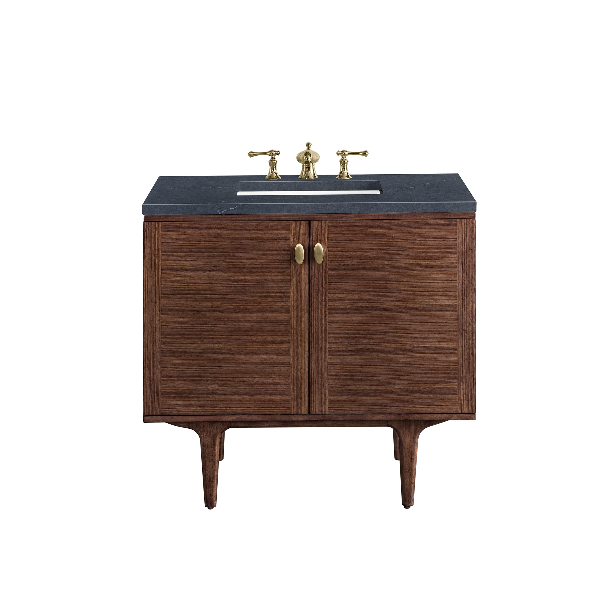 James Martin Amberly 36" Single Vanity in Mid-Century Walnut with 3cm Countertop