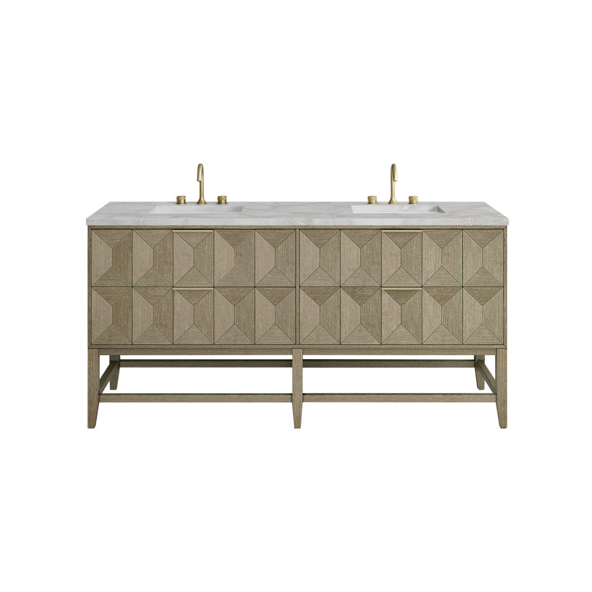 Emmeline 72" Double Vanity Cabinet, Pebble Oak