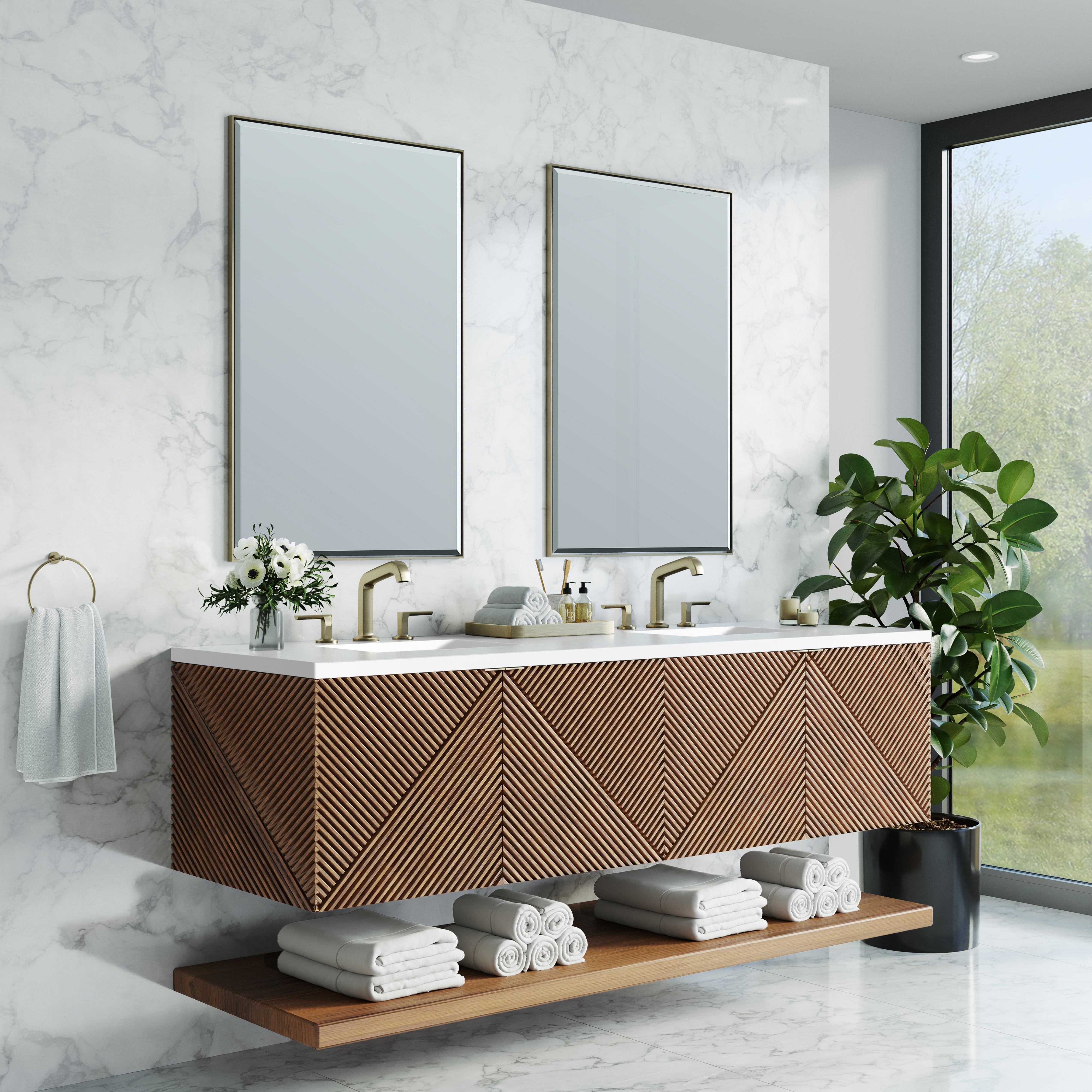 James Martin Marcello 72" Double Vanity in Chestnut with 3cm Countertop