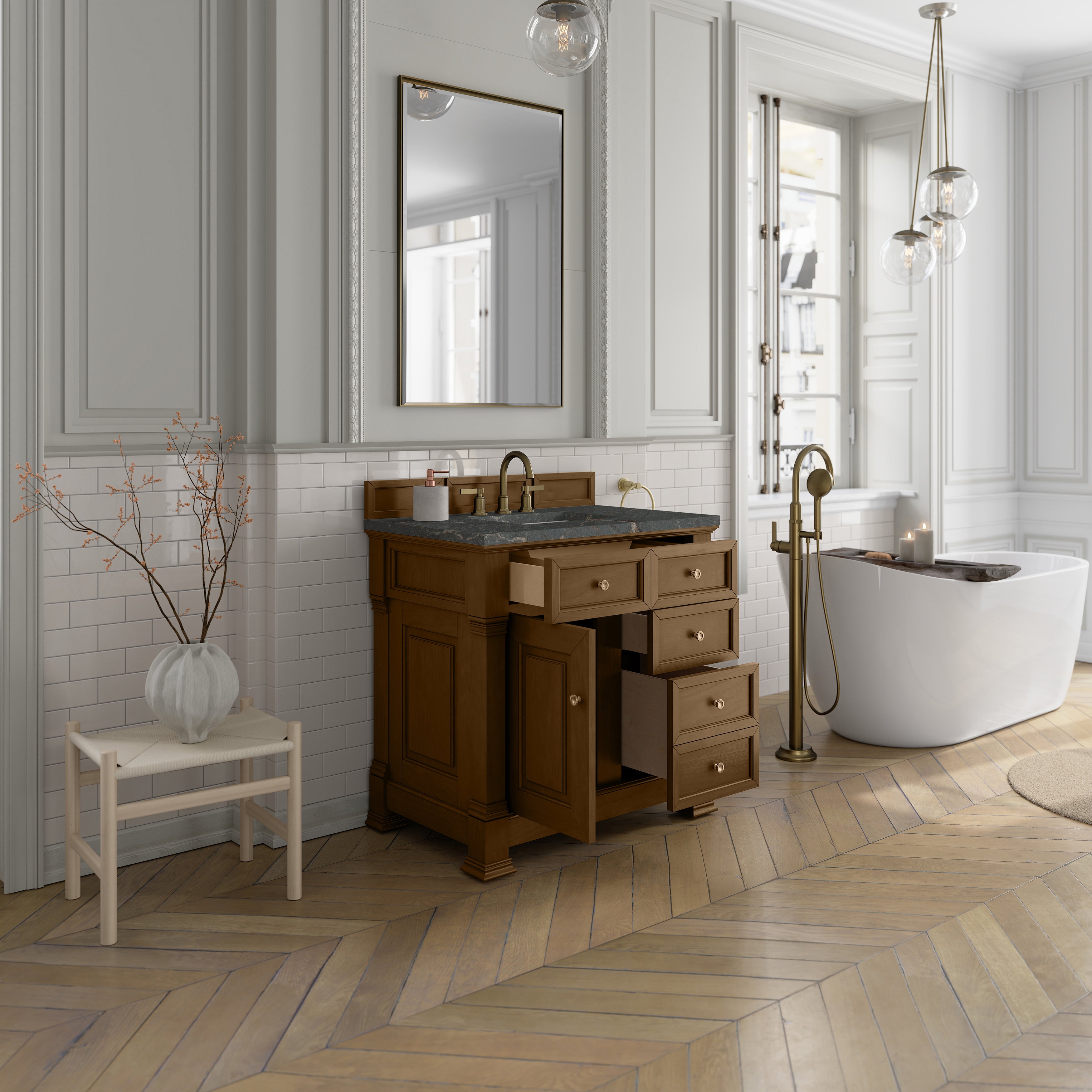 James Martin Brookfield 36" Single Vanity in Honey Oak with 3cm Countertop