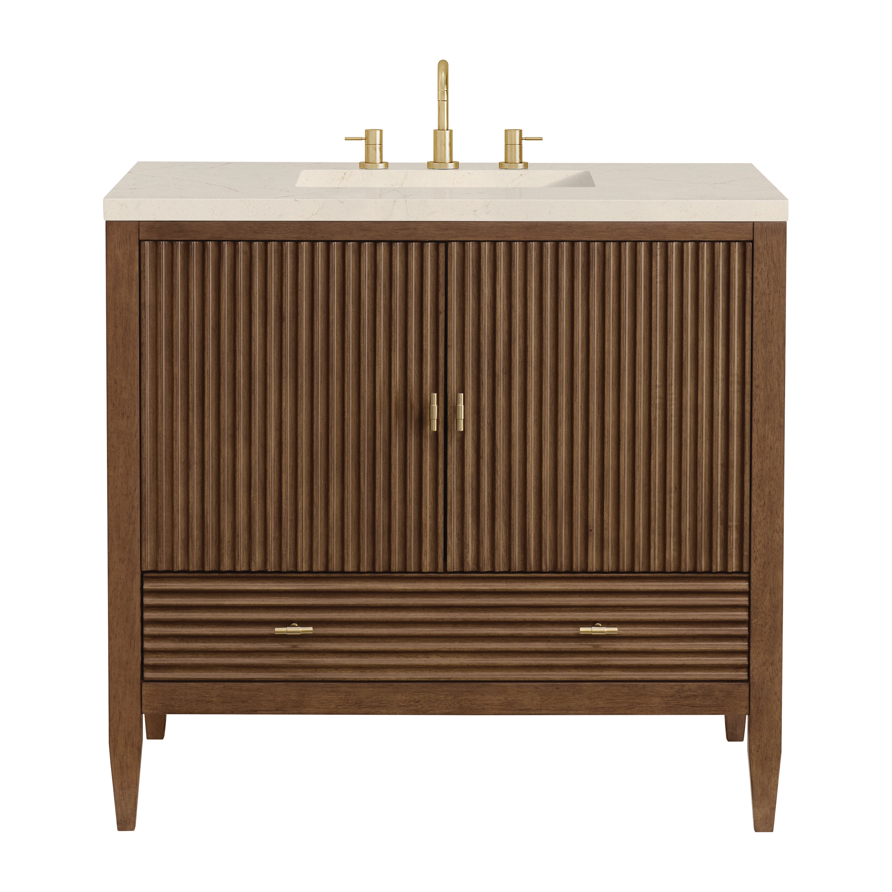 James Martin Myrrin 36" Vanity in Mid Century Walnut with 3cm Countertop