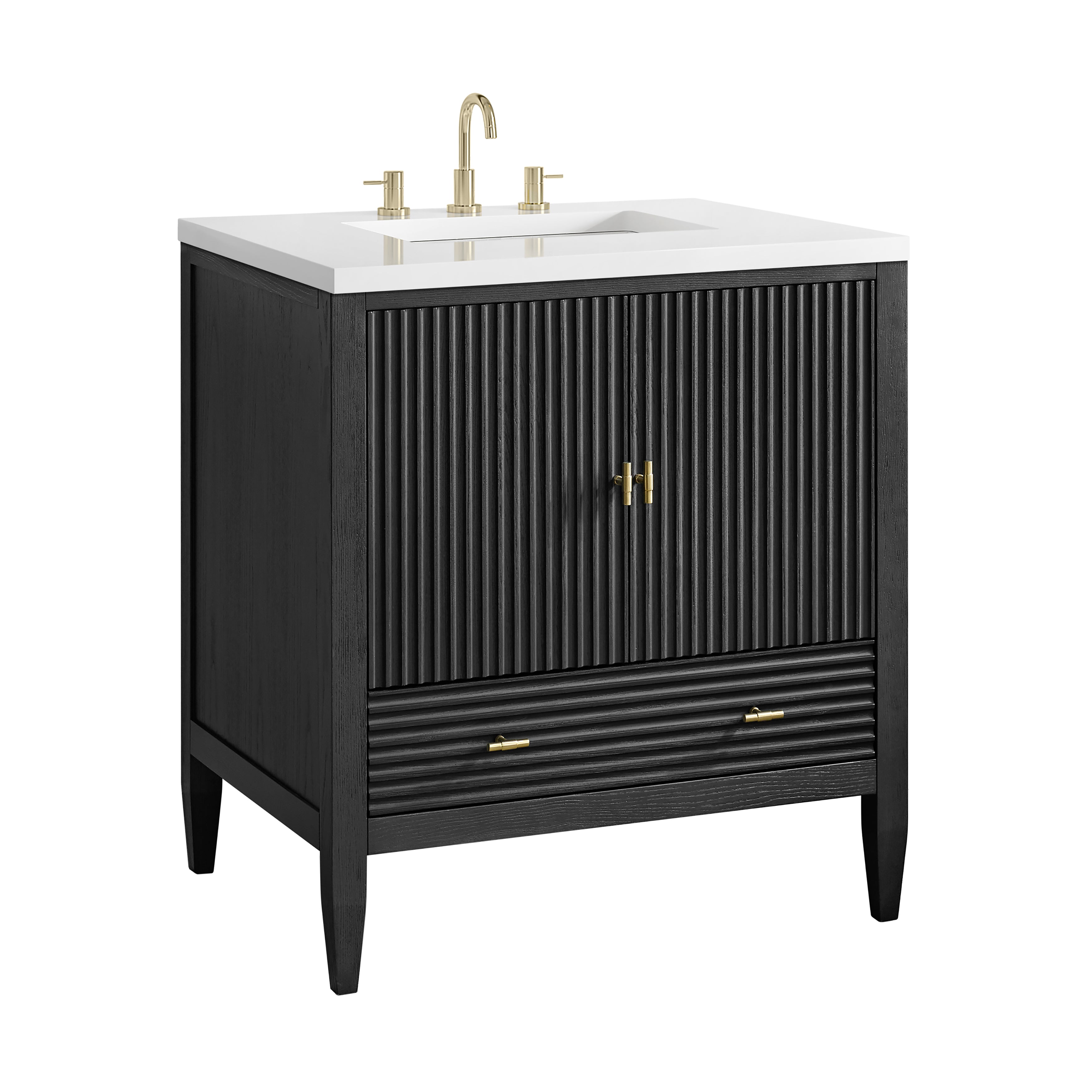 James Martin Myrrin 30" Single Vanity in Carbon Oak with 3cm Countertop
