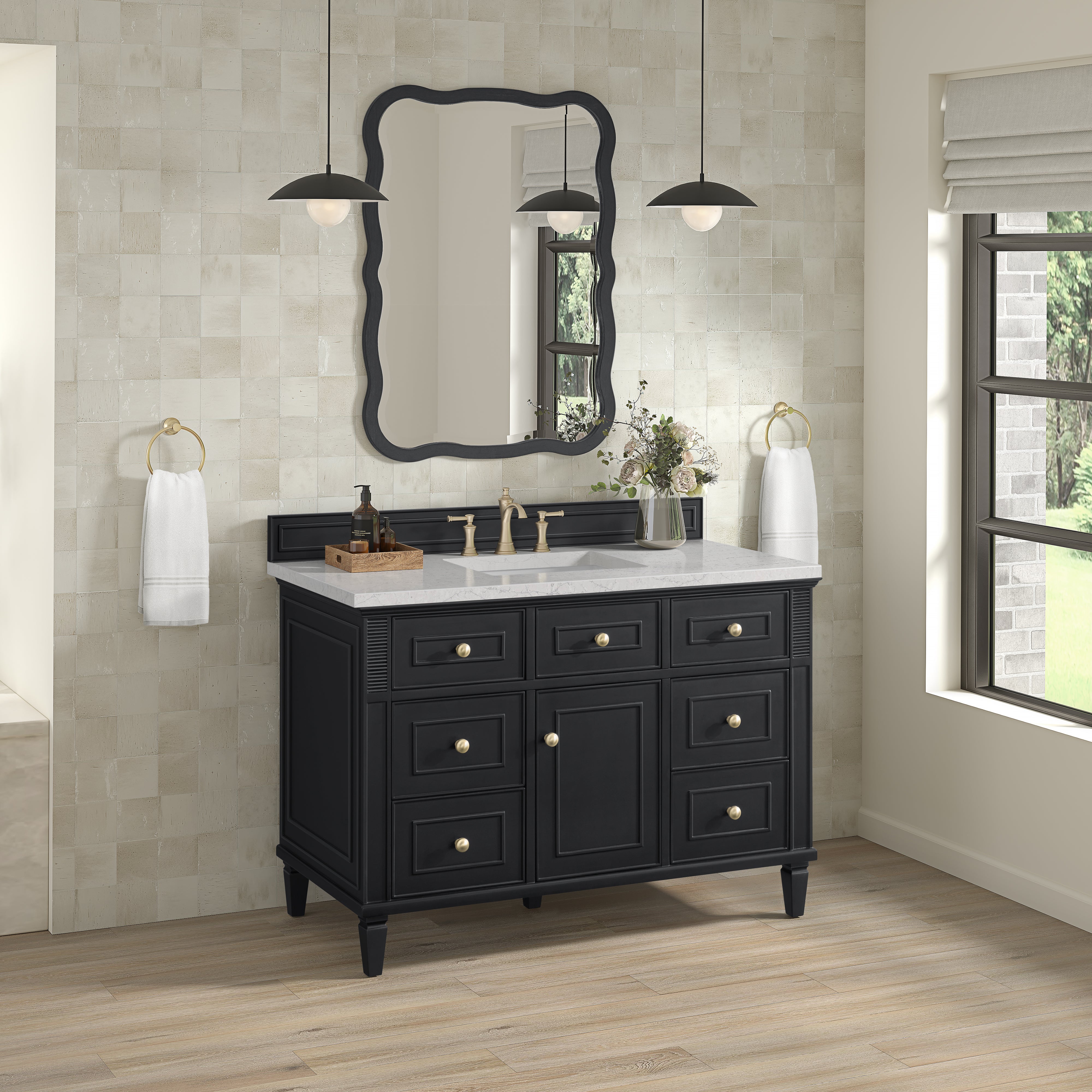 James Martin Lorelai 48" Single Vanity in Black Onyx with 3cm Countertop