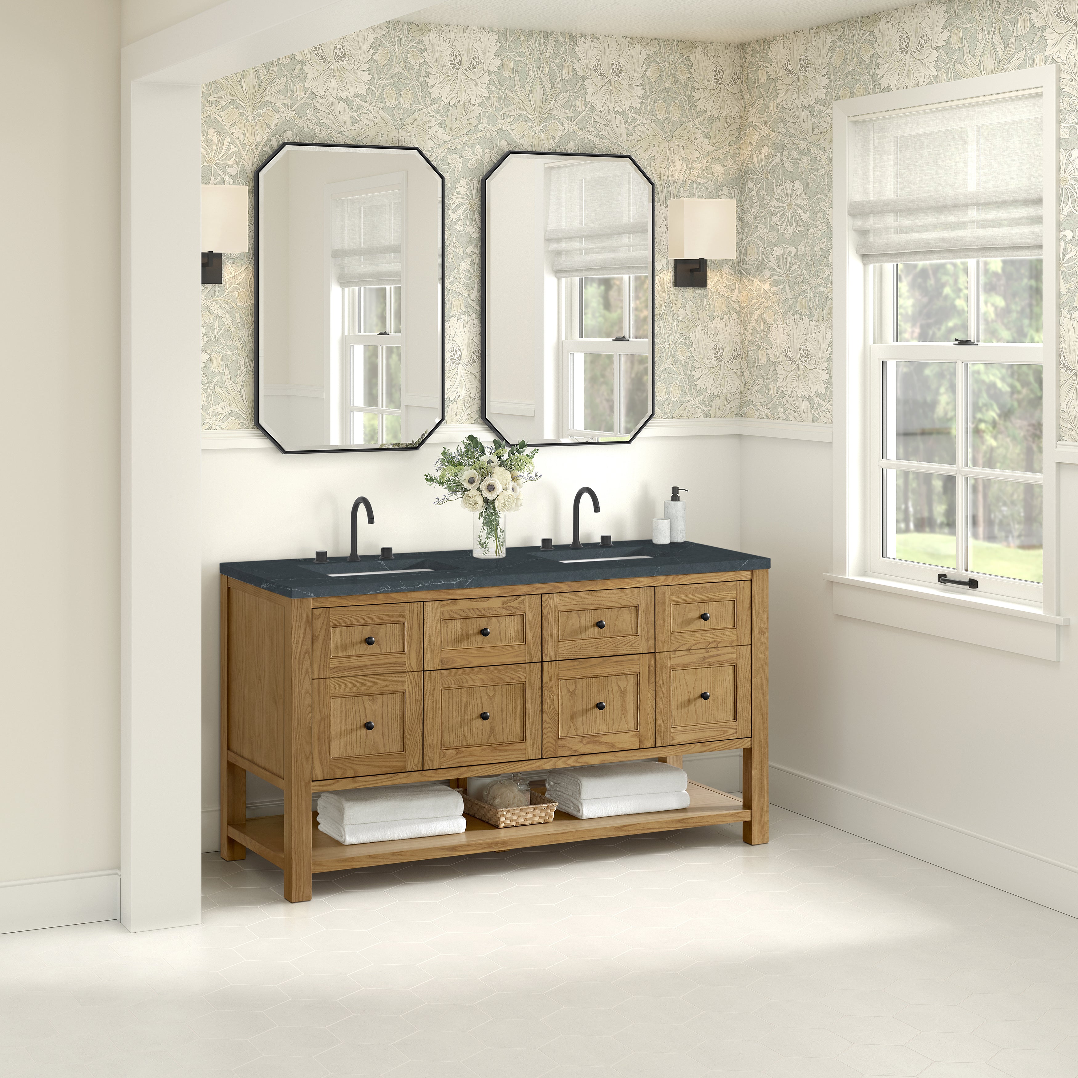 James Martin Breckenridge 60" Double Vanity in Light Natural Oak with 3cm Countertop