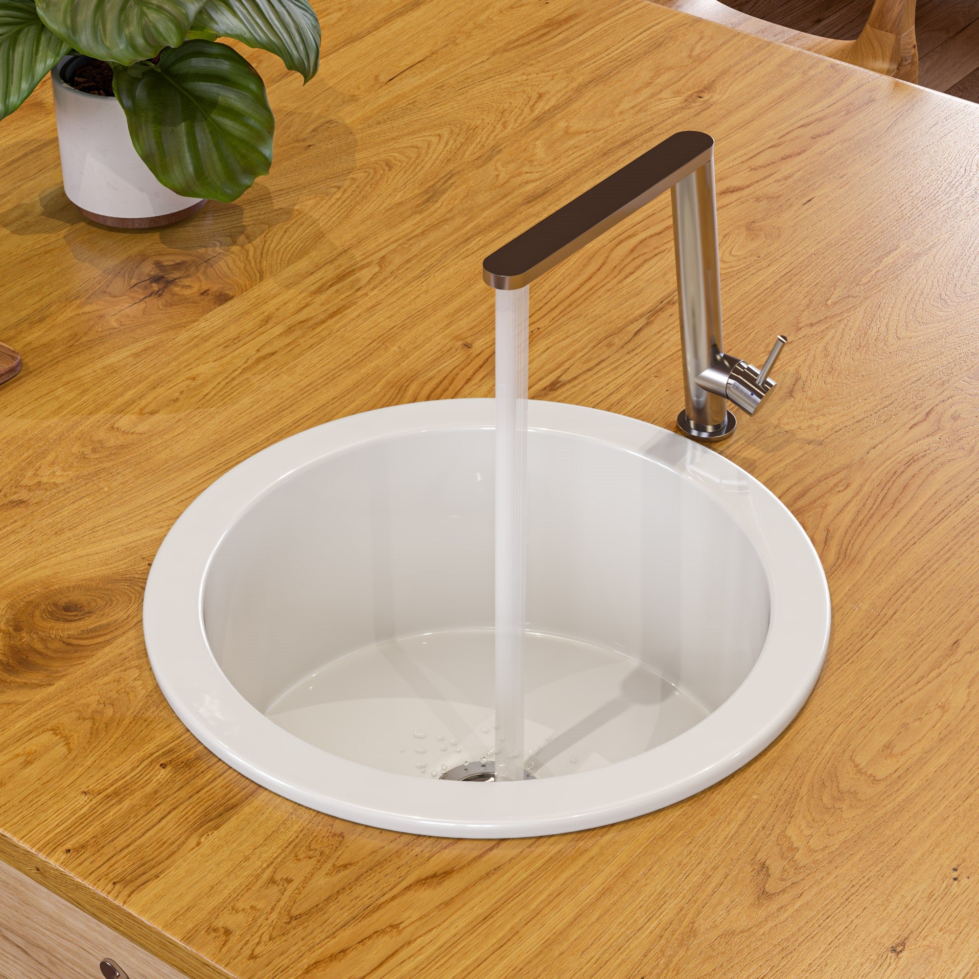 ALFI brand ABF1818R Round 18" x 18" Undermount / Drop In Fireclay Prep Sink