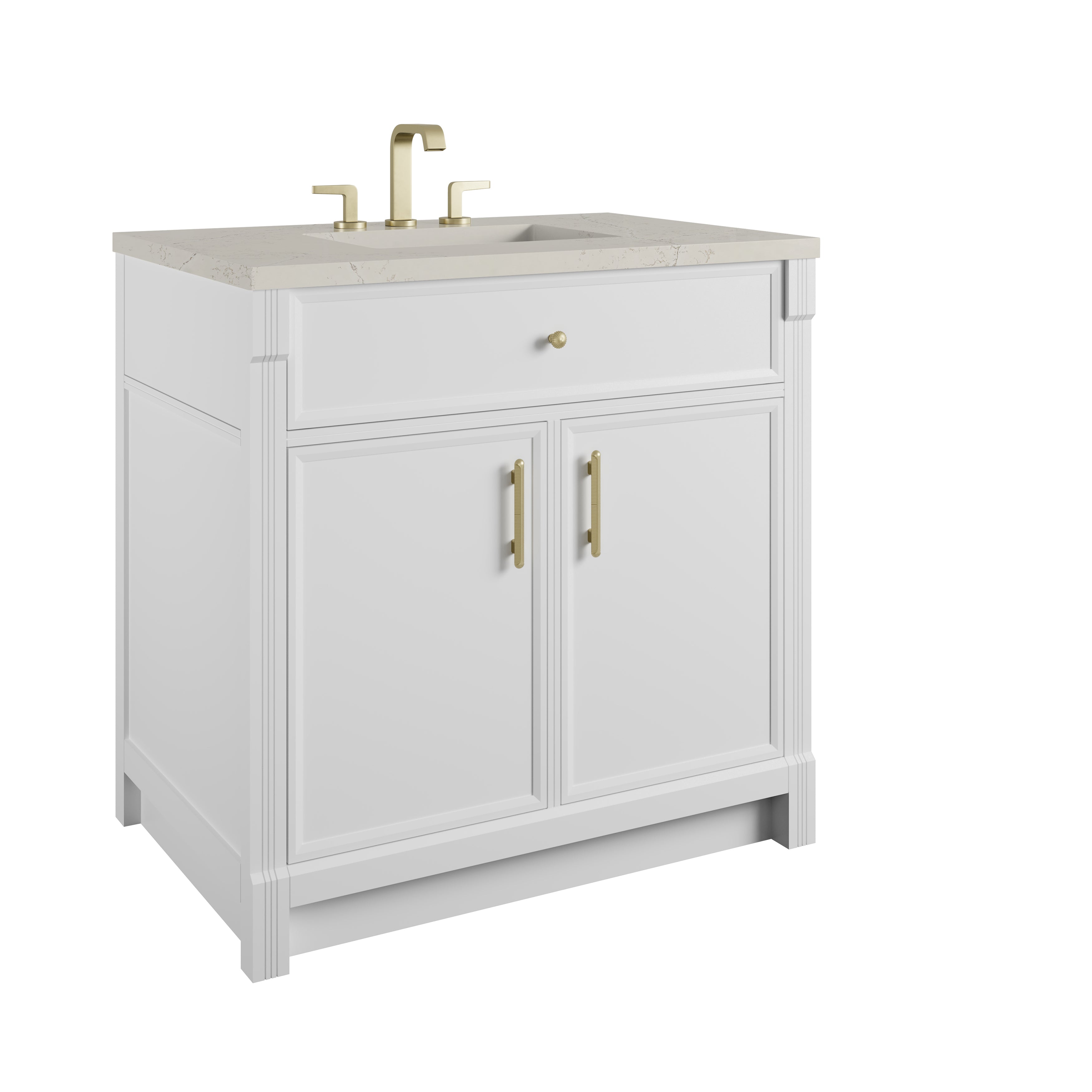 James Martin Bellshire 36" Single Vanity in Bright White with 3cm Countertop