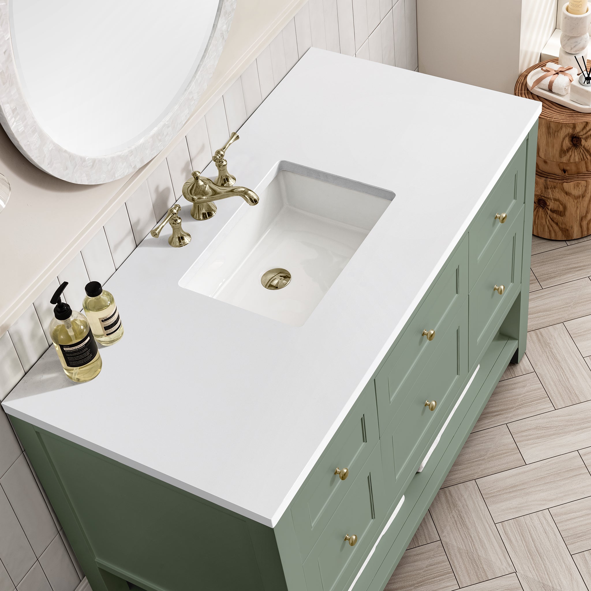 James Martin Breckenridge 48" Single Vanity in Smokey Celadon with 3cm Countertop