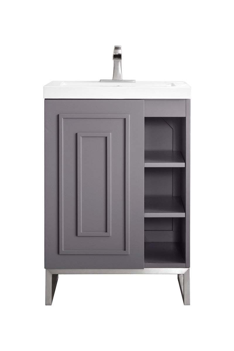 Alicante 24" Single Vanity with White Glossy Composite Stone Top