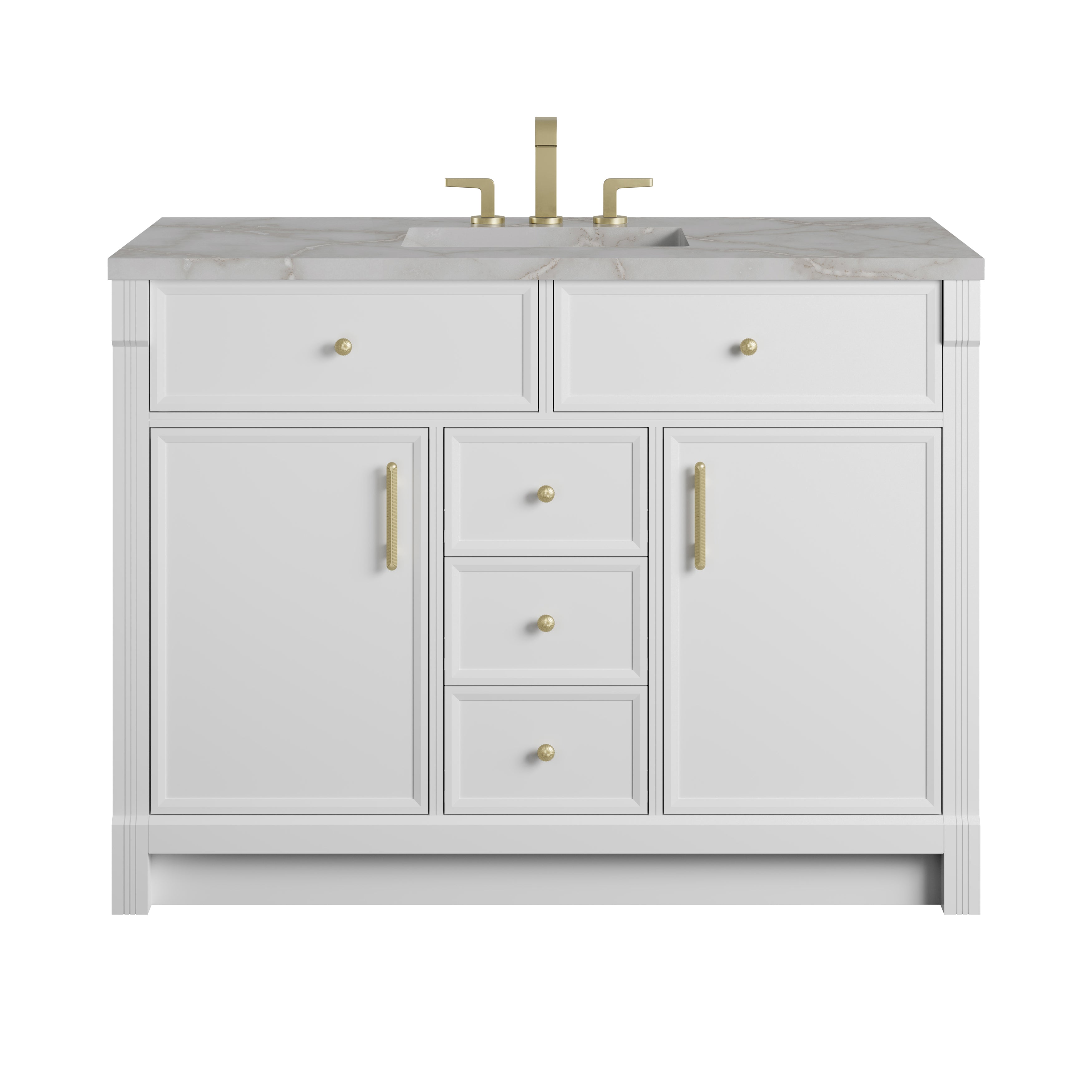 James Martin Bellshire 48" Single Vanity in Bright White with 3cm Countertop