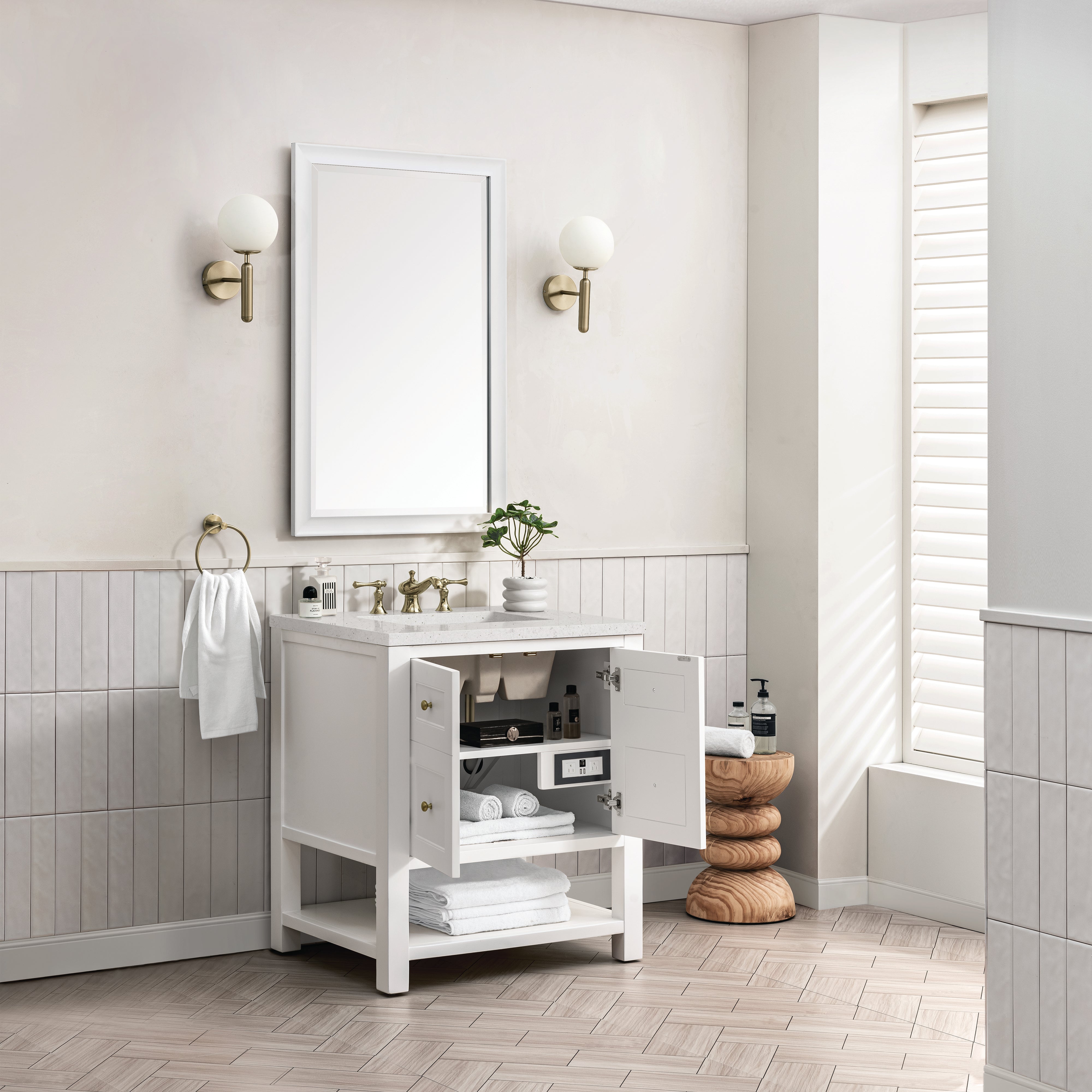 James Martin Breckenridge 30" Single Vanity in Bright White with 3cm Countertop