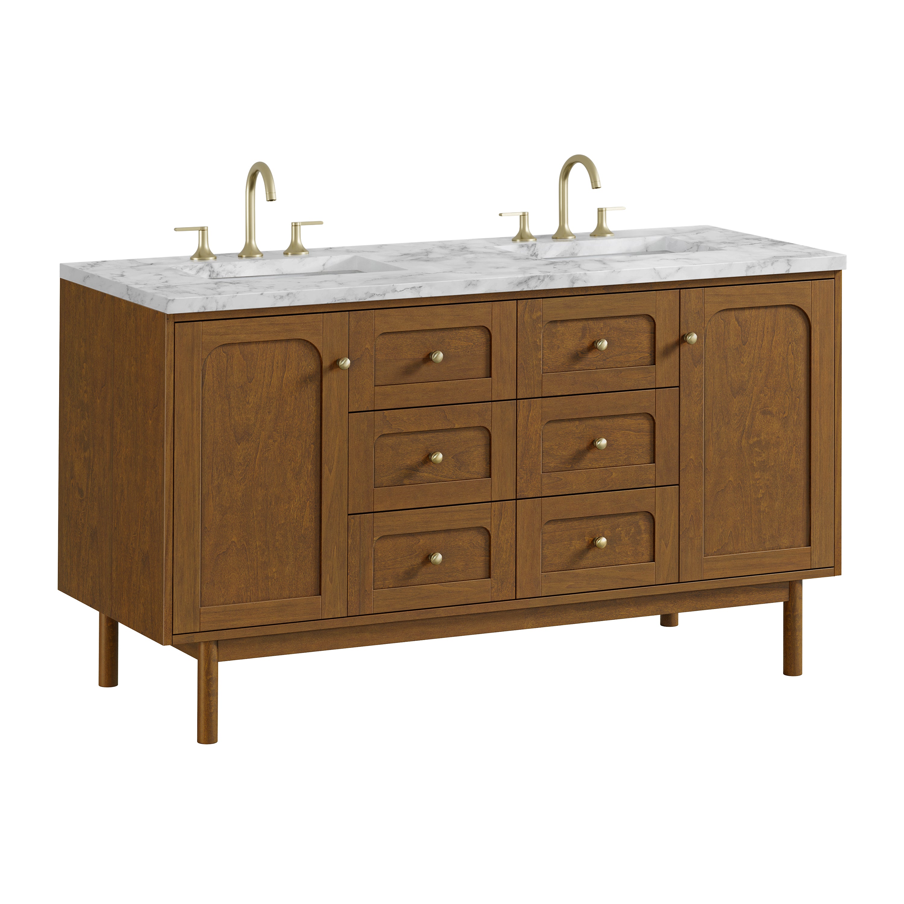 James Martin Laurent 60" Double Vanity in Honey Oak with 3cm Countertop