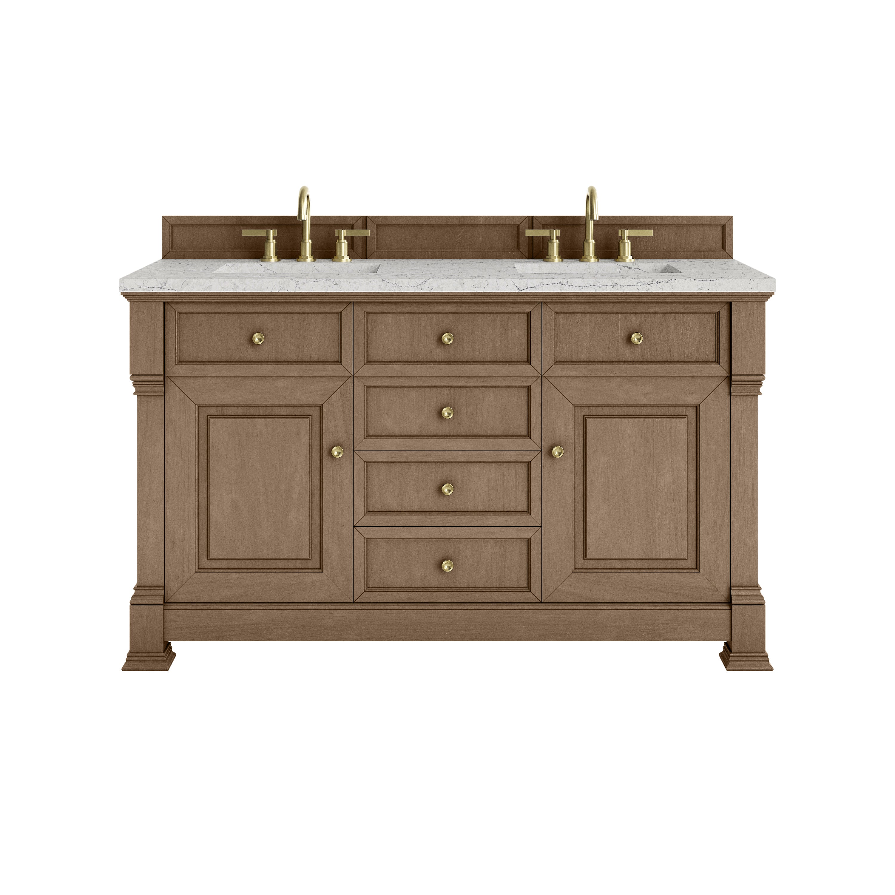 James Martin Brookfield 60" Double Vanity in Pecan with 3cm Countertop