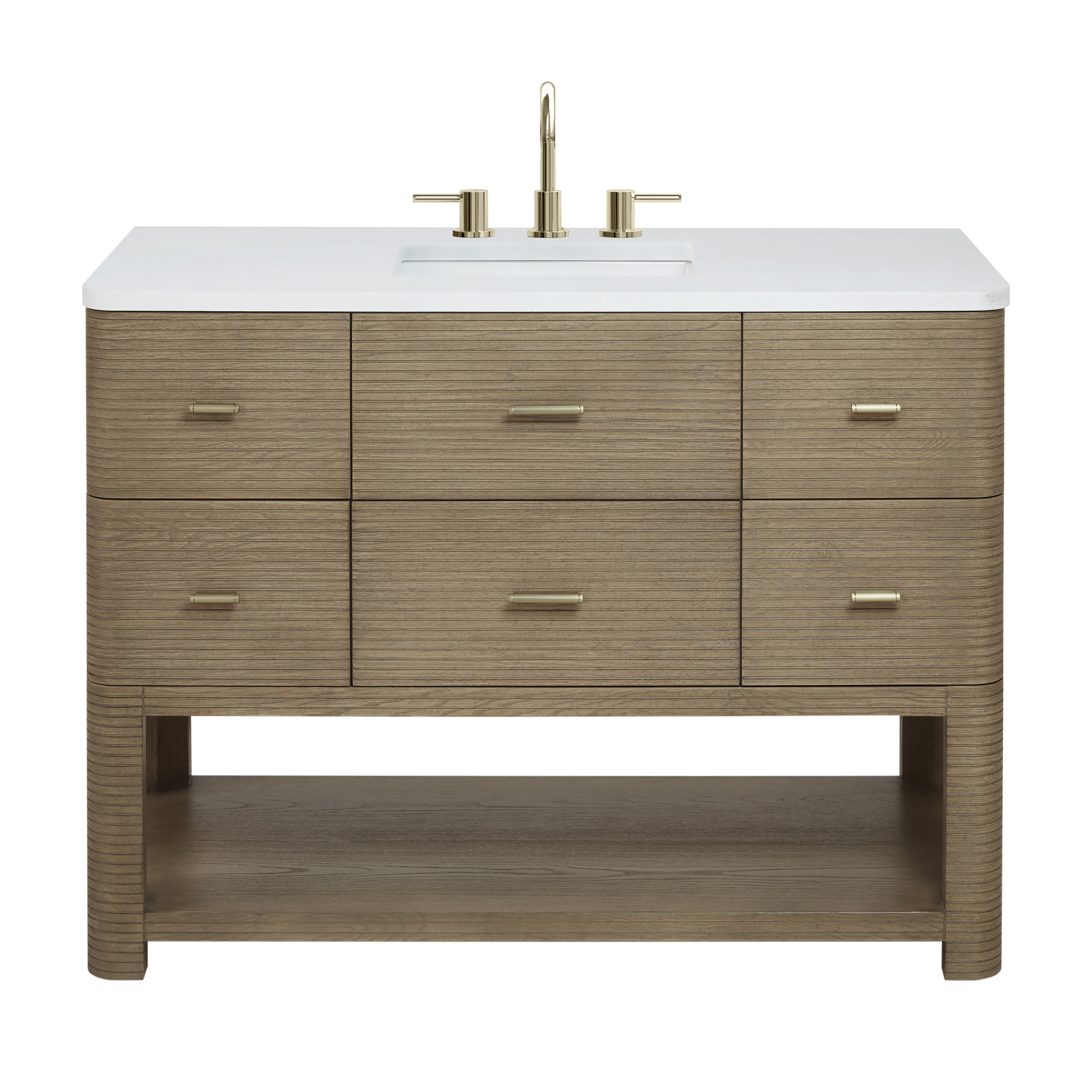 James Martin Lucian 48" Single Vanity in Pebble Oak with 3cm Countertop