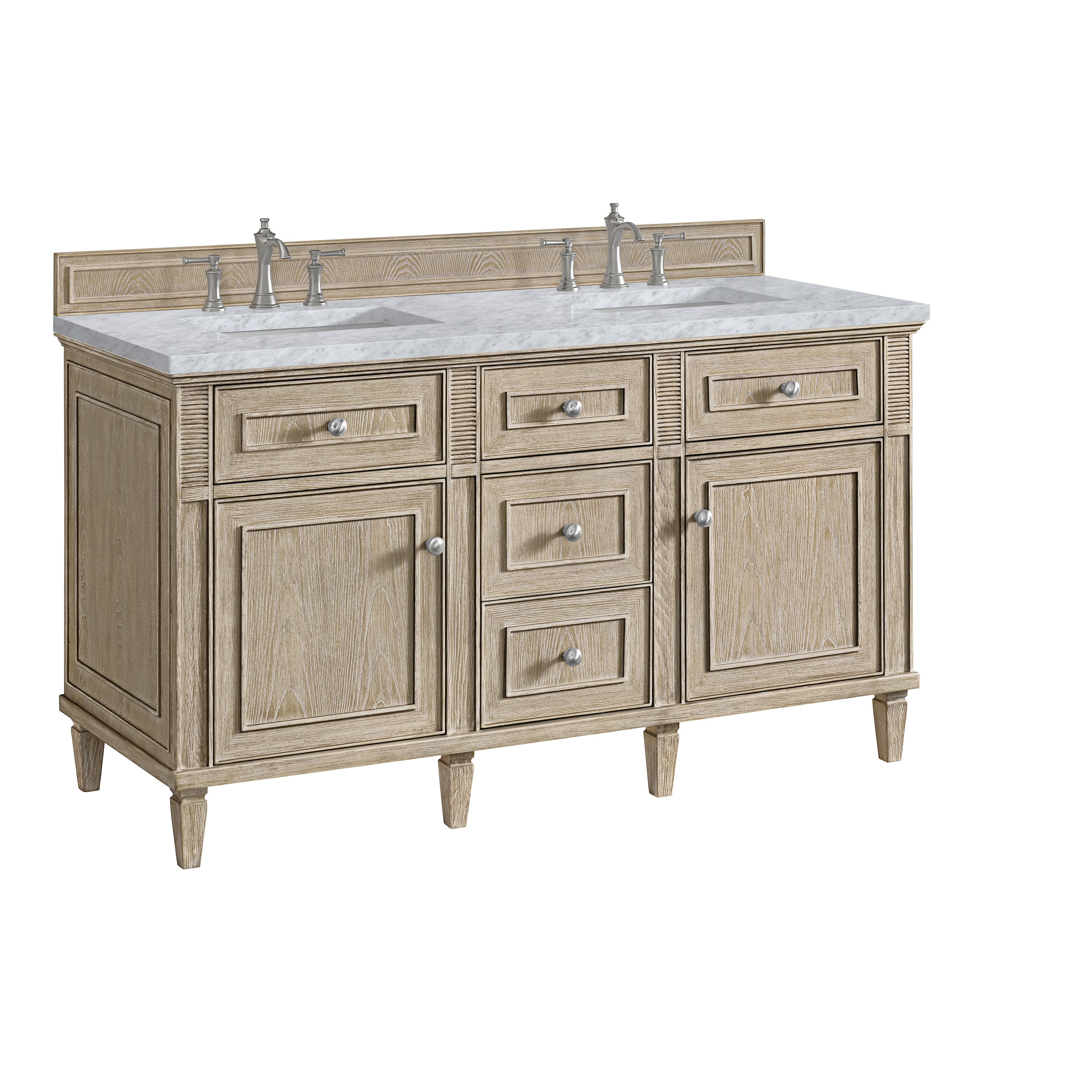 James Martin Lorelai 60" Double Vanity in Whitewashed Oak with 3cm Countertop