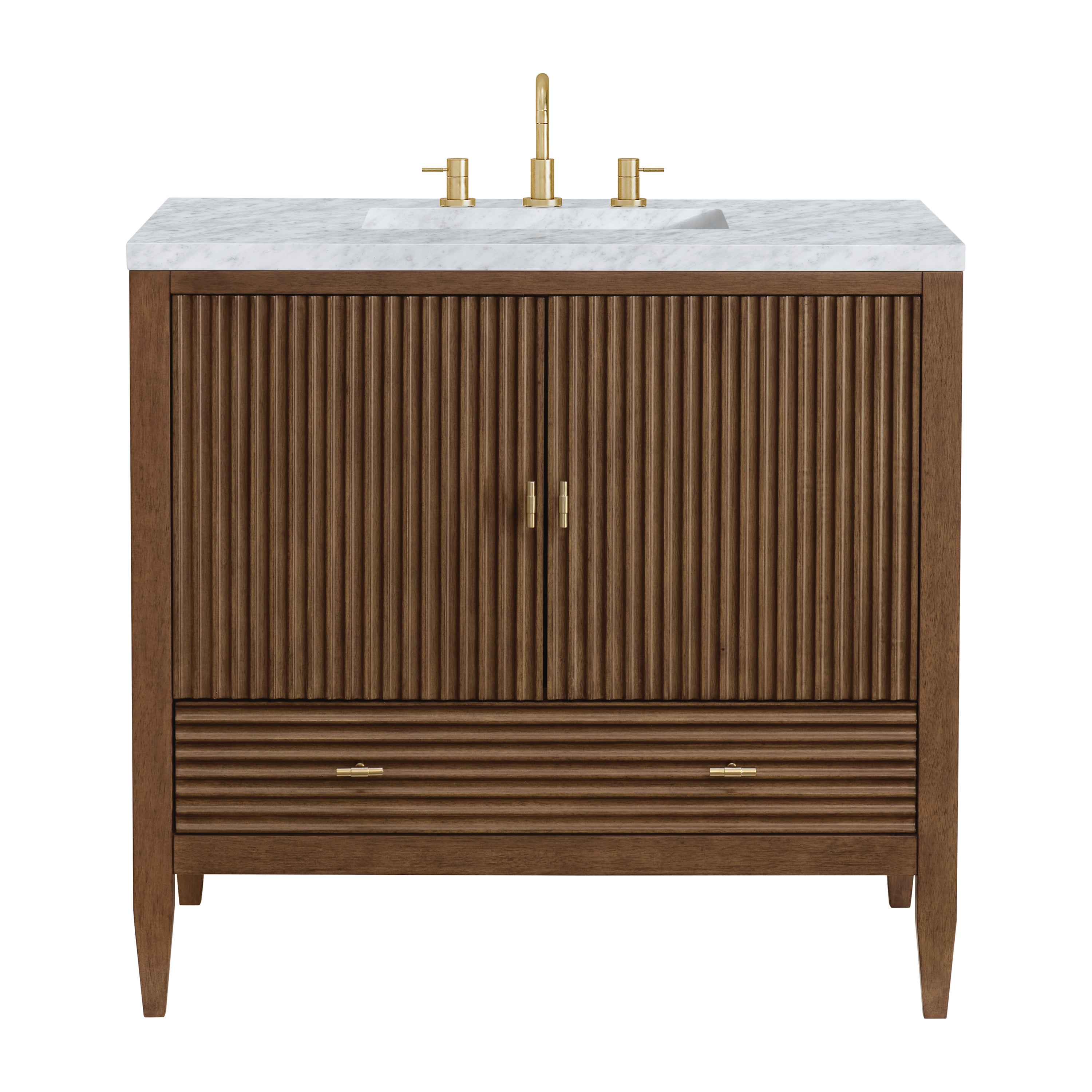 James Martin Myrrin 36" Vanity in Mid Century Walnut with 3cm Countertop