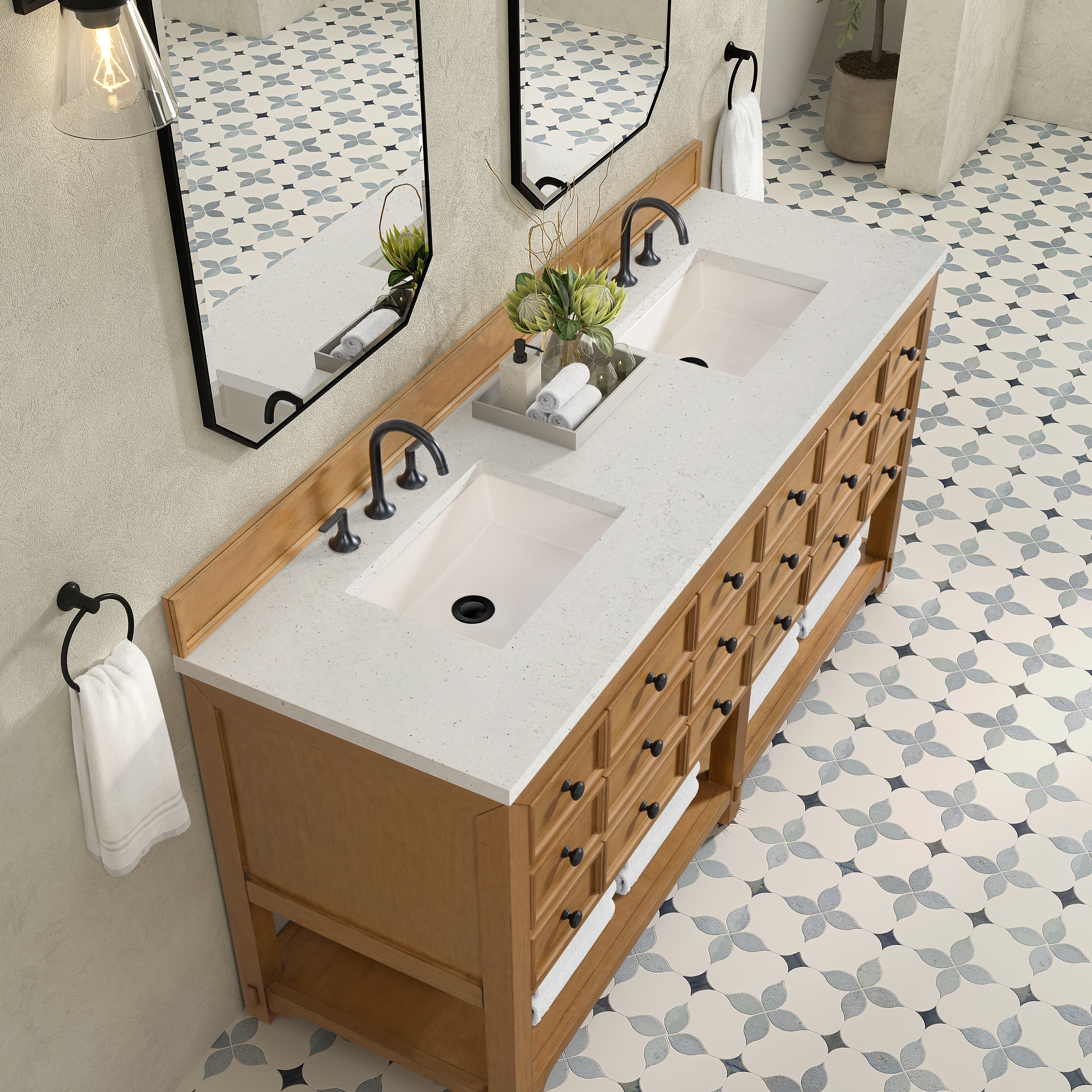 James Martin Malibu 72" Double Vanity in Amber Birch with 3cm Countertop