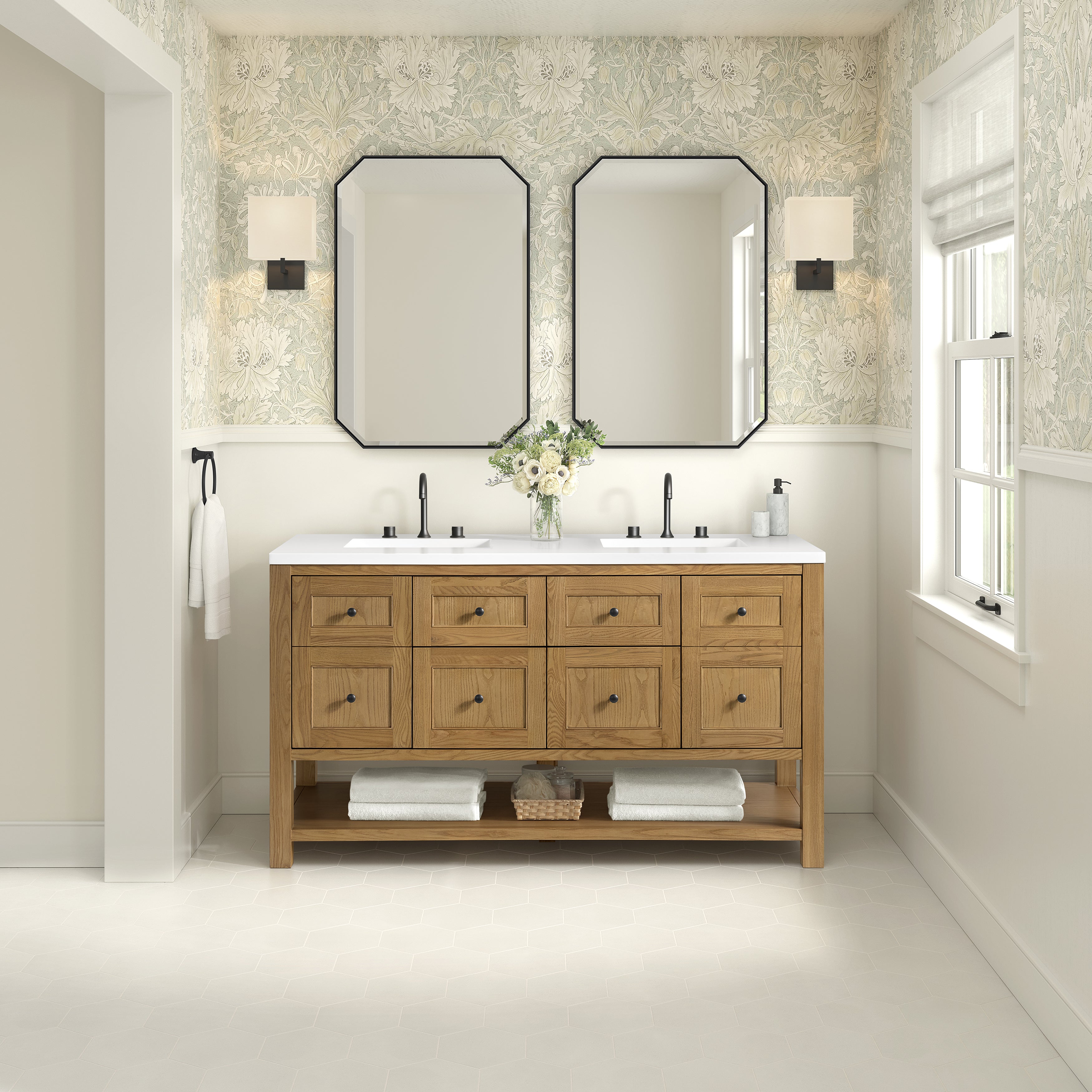 James Martin Breckenridge 60" Double Vanity in Light Natural Oak with 3cm Countertop