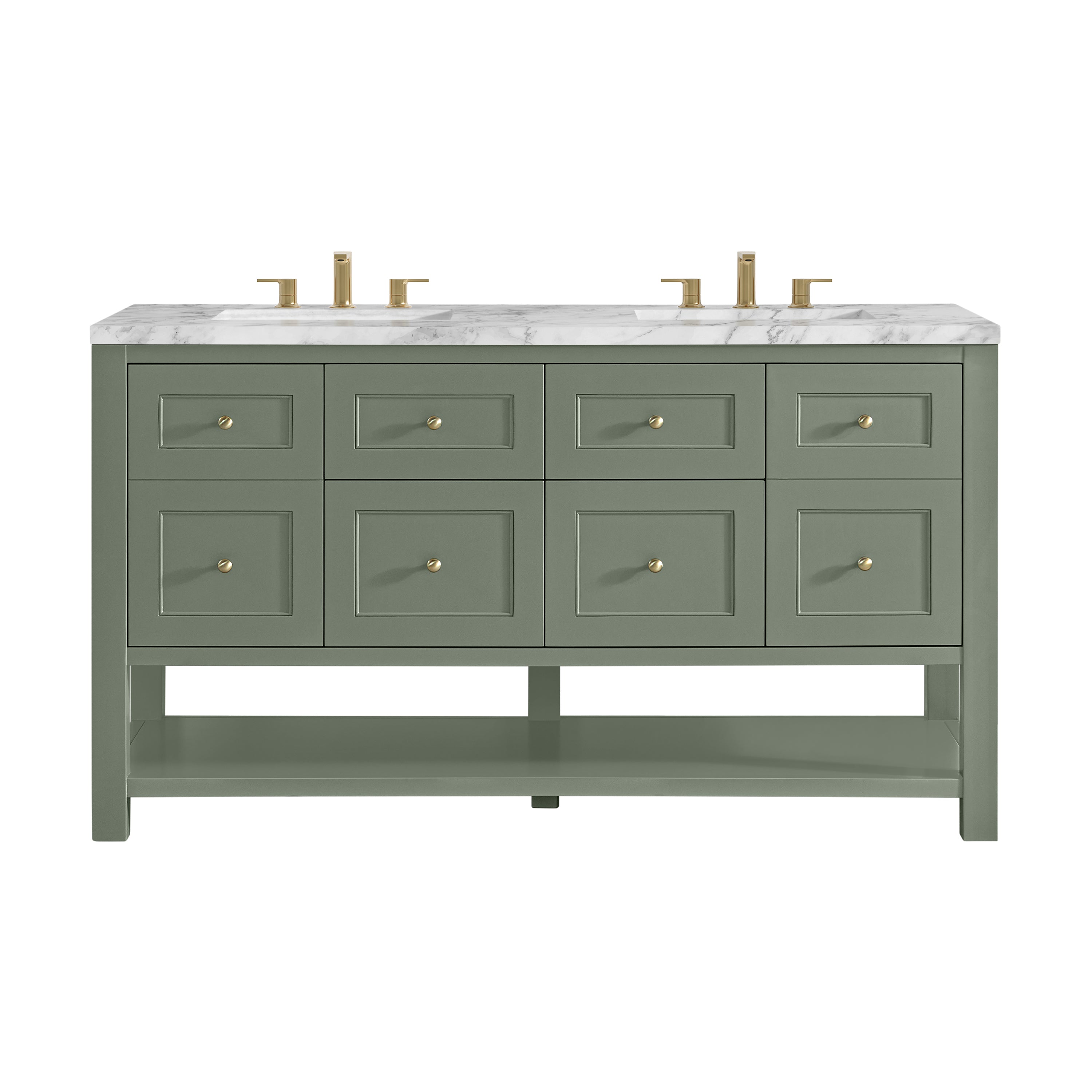 James Martin Breckenridge 60" Double Vanity in Smokey Celadon with 3cm Countertop