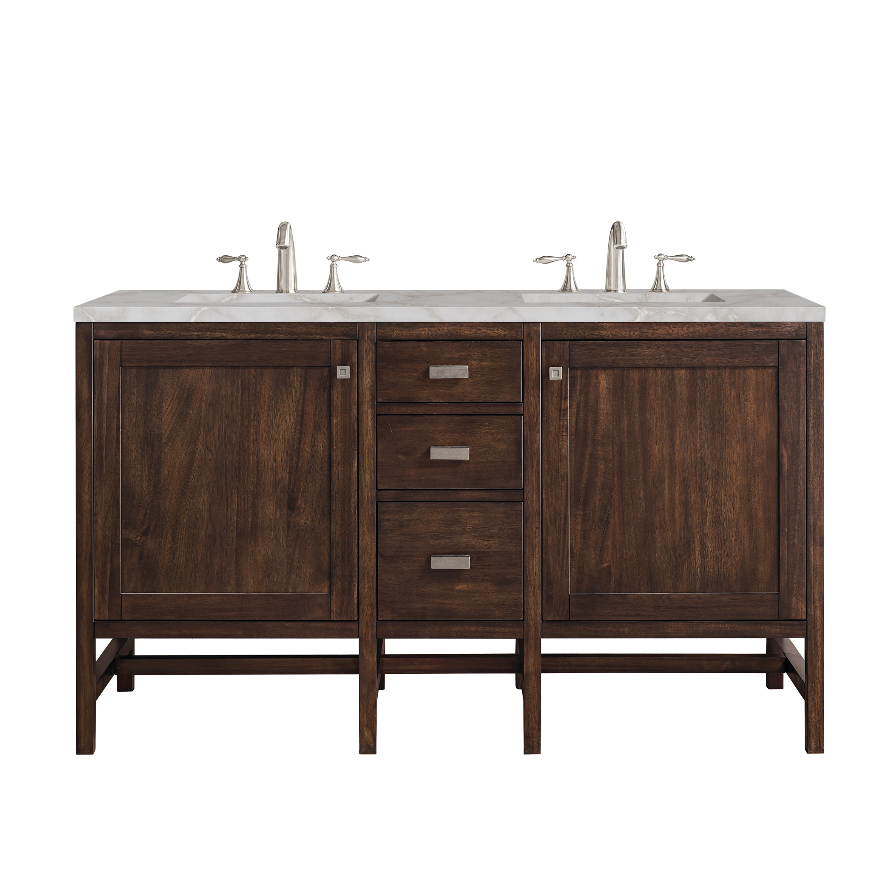 James Martin Addison 60" Double Vanity in Mid-Century Acacia with 3cm Countertop