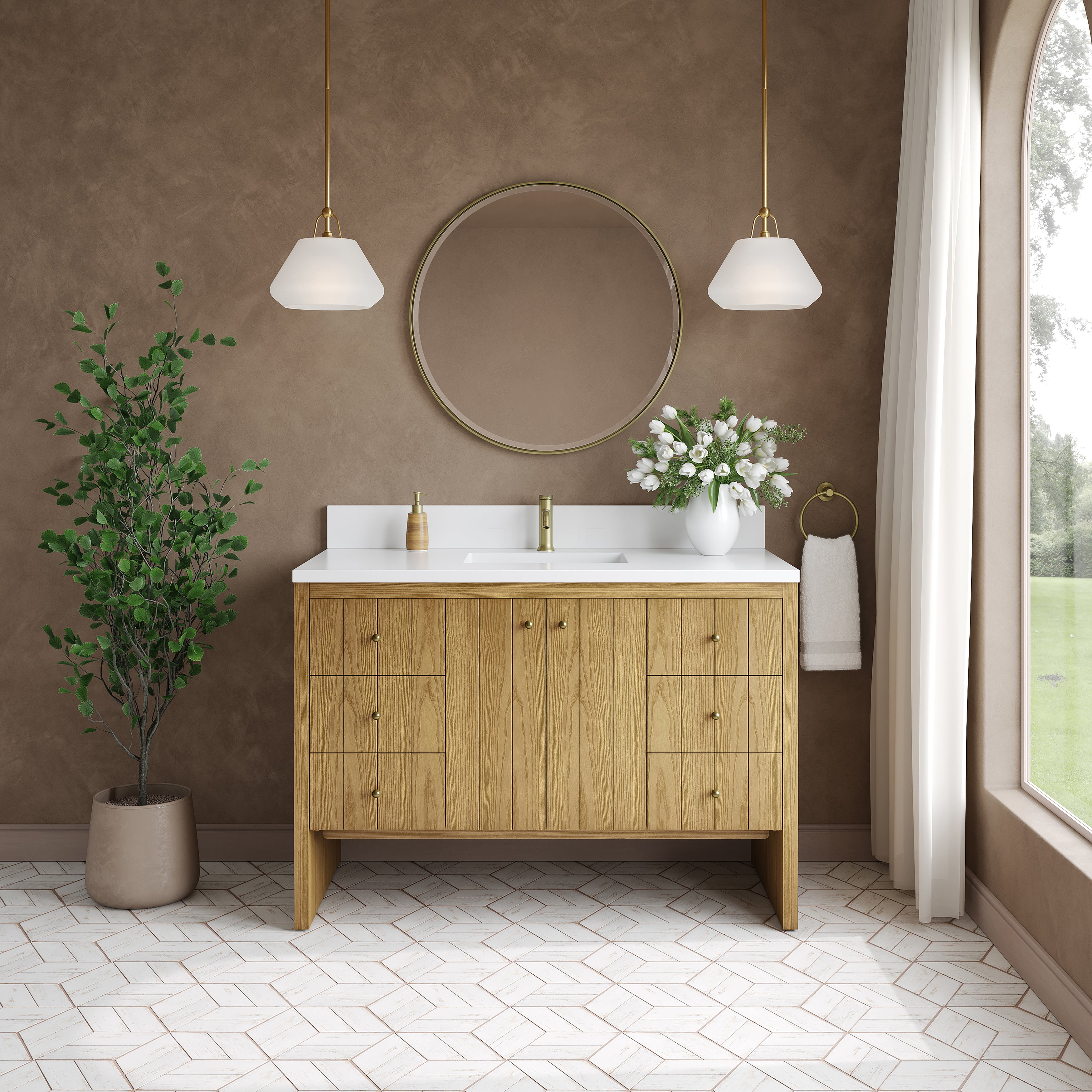 James Martin Hudson 48" Single Vanity in Light Natural Oak with 3cm Countertop