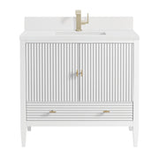James Martin Myrrin 36" Vanity in Bright White with 3cm Countertop